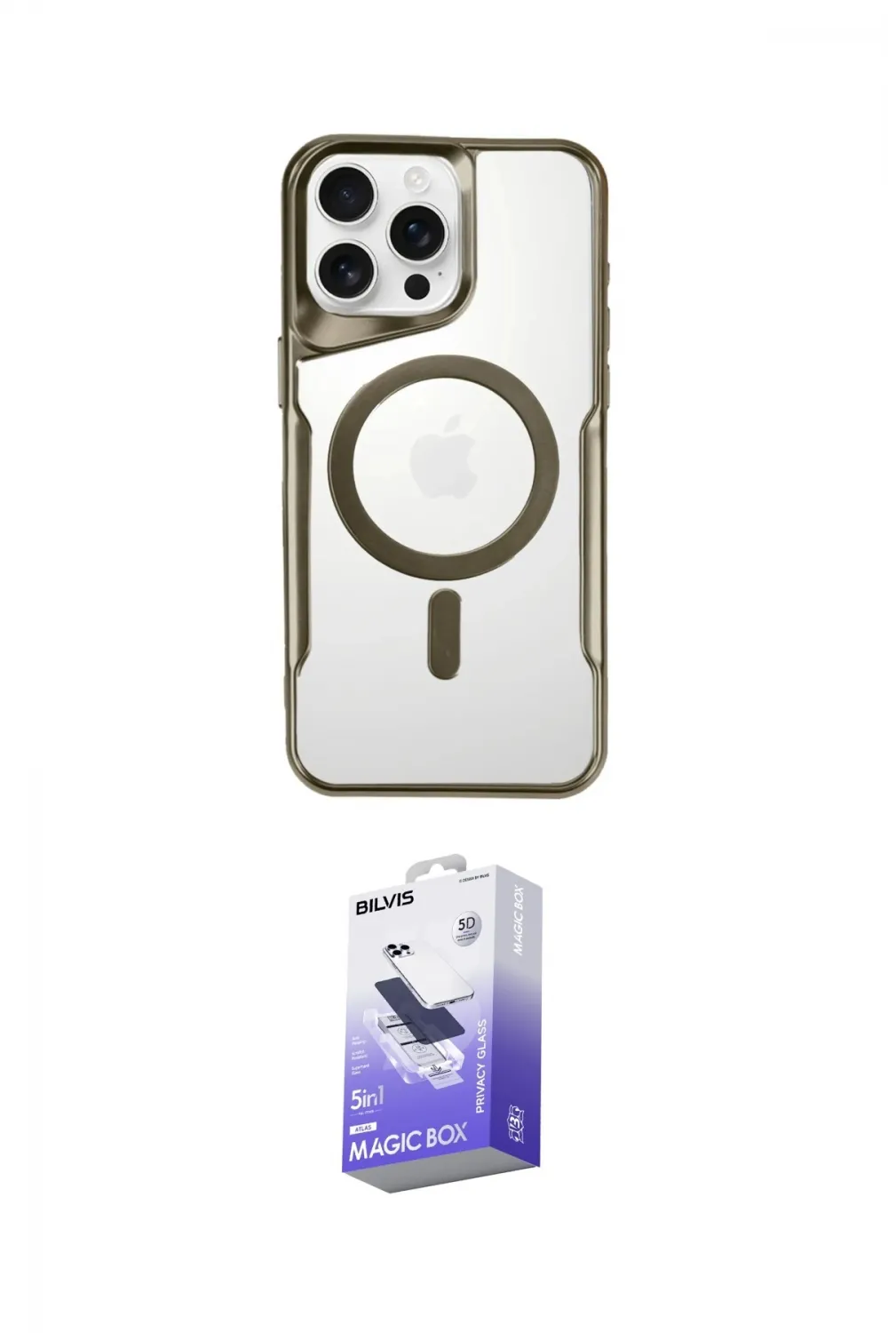 ieg™ iPhone 16 Pro Max Kılıf Yadigar Klasik Özel Seri - Siyah Bilvis 5in1 5D Magic Hayalet Cam Ekran Koruyucu