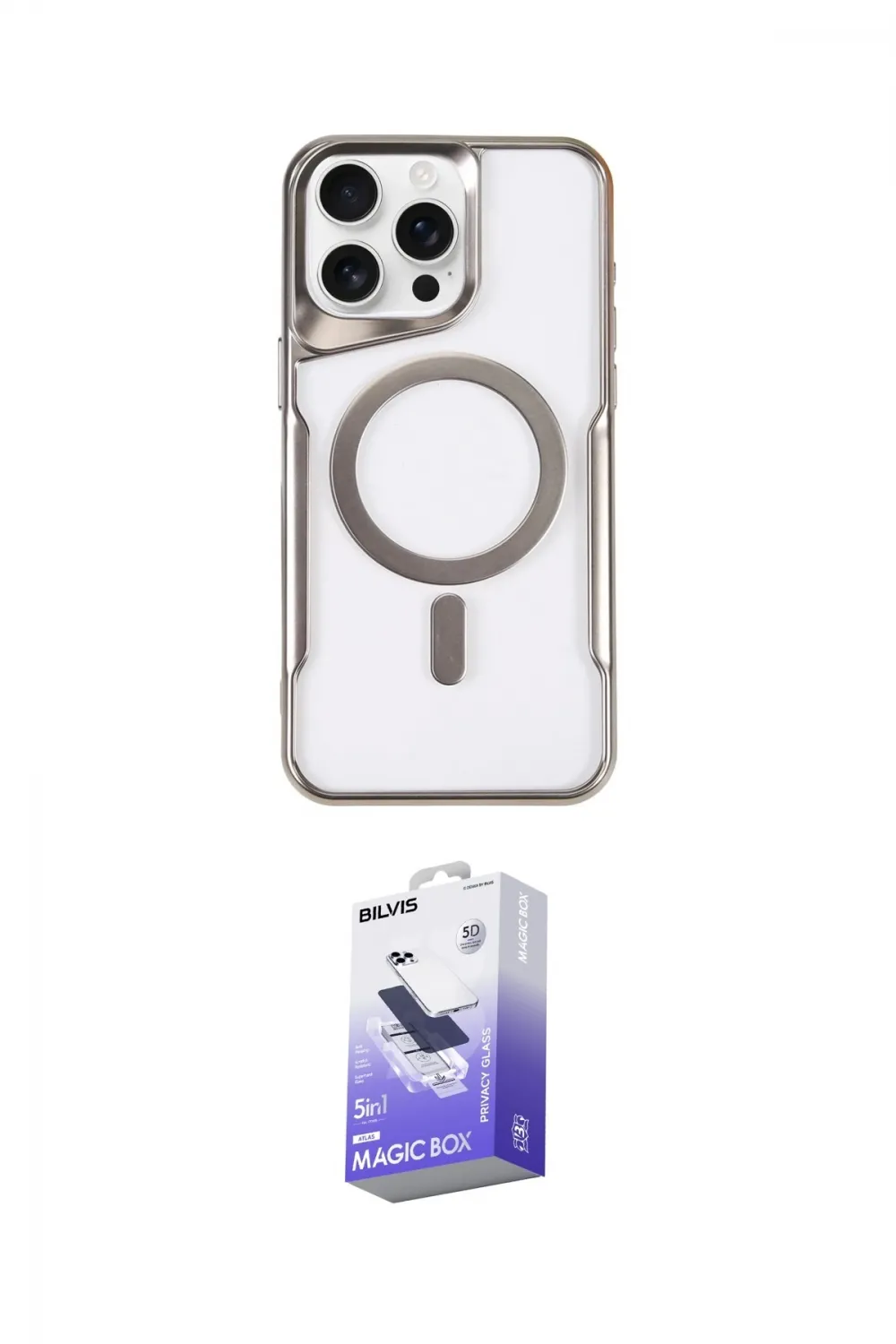 ieg™ iPhone 16 Pro Max Kılıf Yadigar Klasik Özel Seri - Siyah Bilvis 5in1 5D Magic Hayalet Cam Ekran Koruyucu