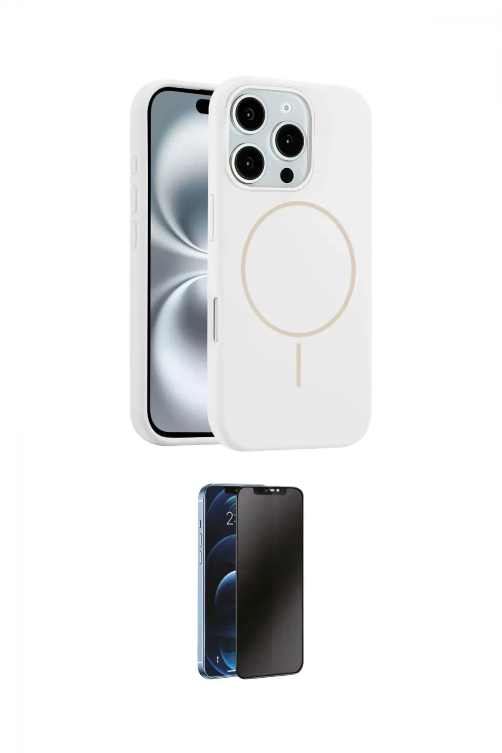 ieg™ iPhone 16 Pro Max Kılıf Yankı Form Serisi - Siyah 3D Antistatik Hayalet Cam Ekran Koruyucu