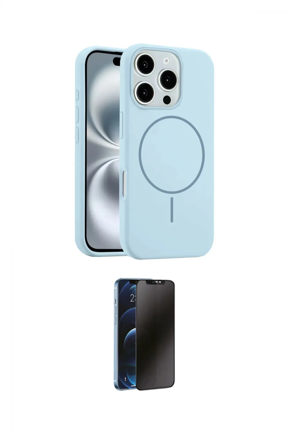 ieg™ iPhone 16 Pro Max Kılıf Yankı Form Serisi - Siyah 3D Antistatik Hayalet Cam Ekran Koruyucu