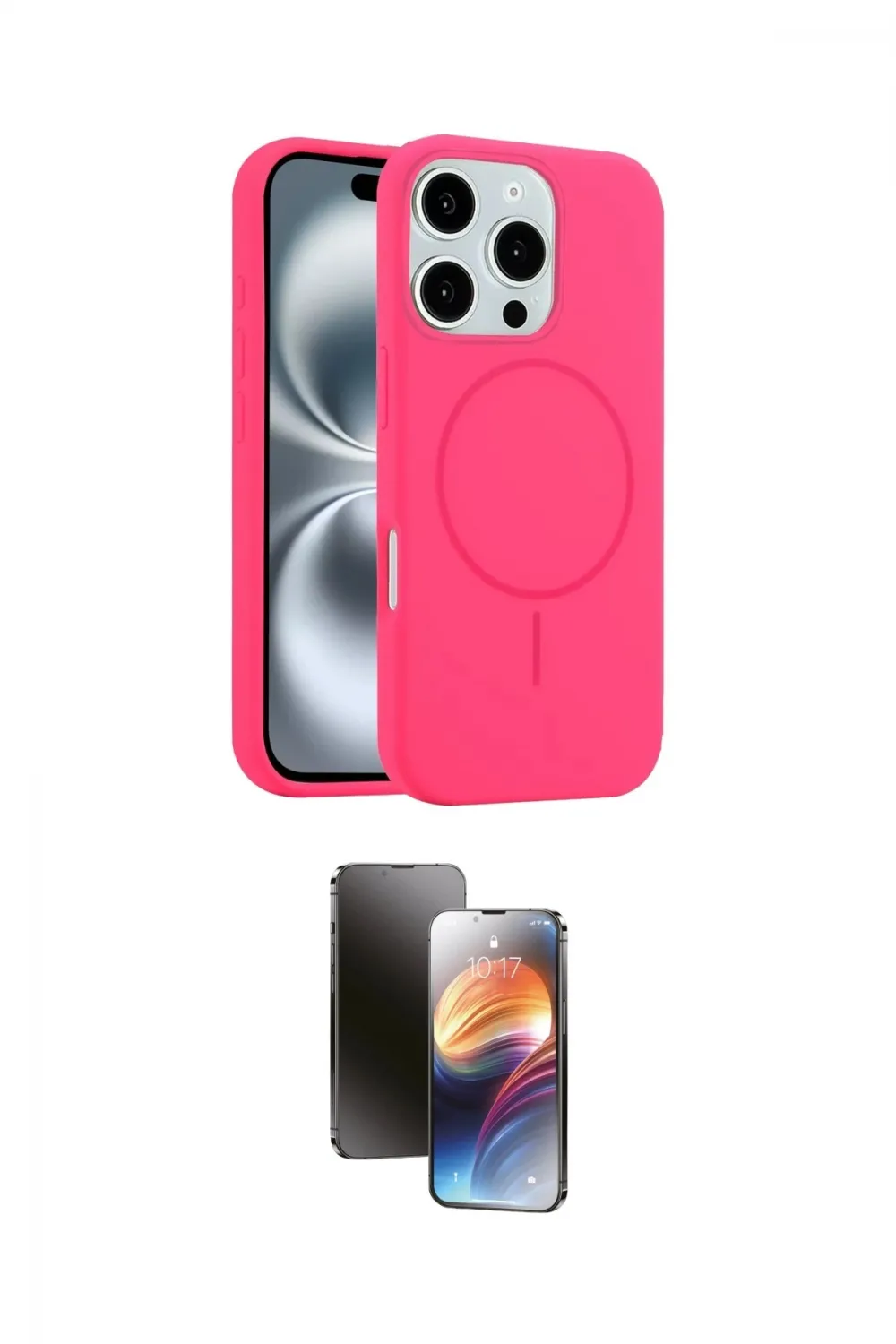 ieg™ iPhone 16 Pro Max Kılıf Yankı Form Serisi - Siyah 3D Antistatik Mat Seramik Nano Ekran Koruyucu