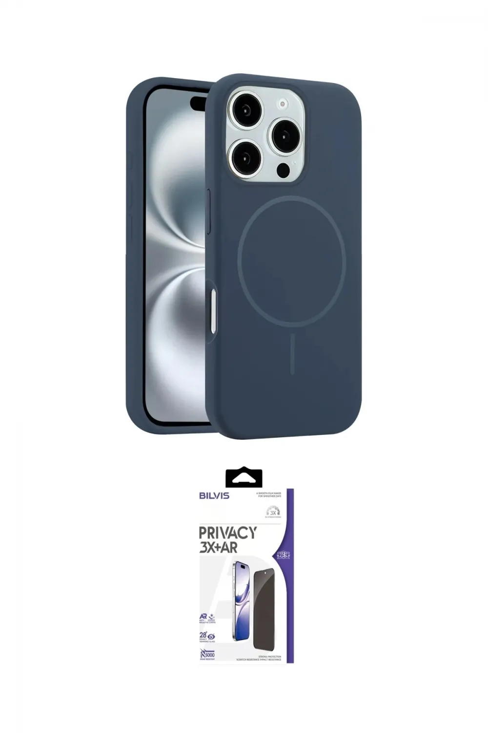 ieg™ iPhone 16 Pro Max Kılıf Yankı Form Serisi - Siyah Bilvis 3X AR Hayalet Cam Ekran Koruyucu