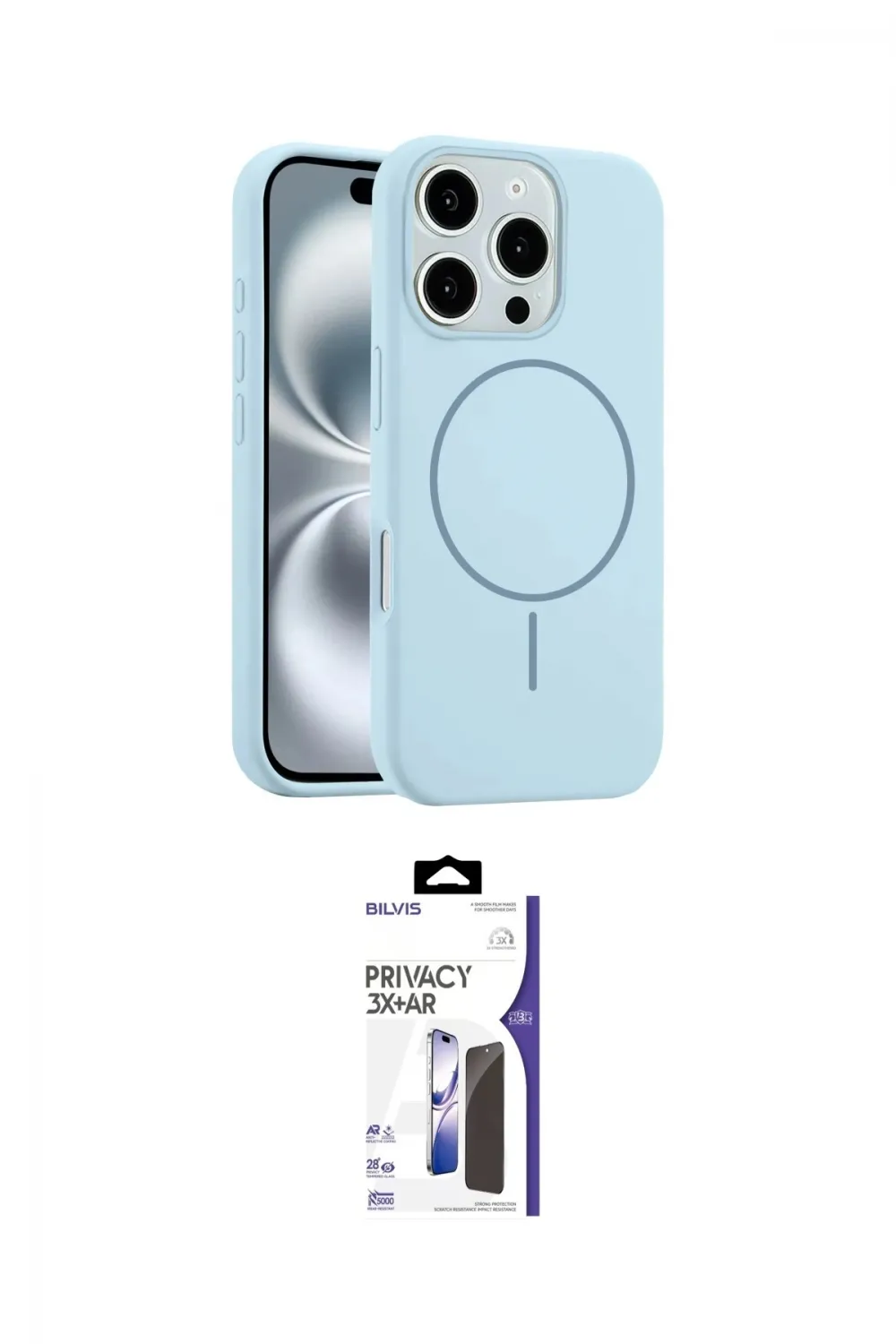 ieg™ iPhone 16 Pro Max Kılıf Yankı Form Serisi - Siyah Bilvis 3X AR Hayalet Cam Ekran Koruyucu
