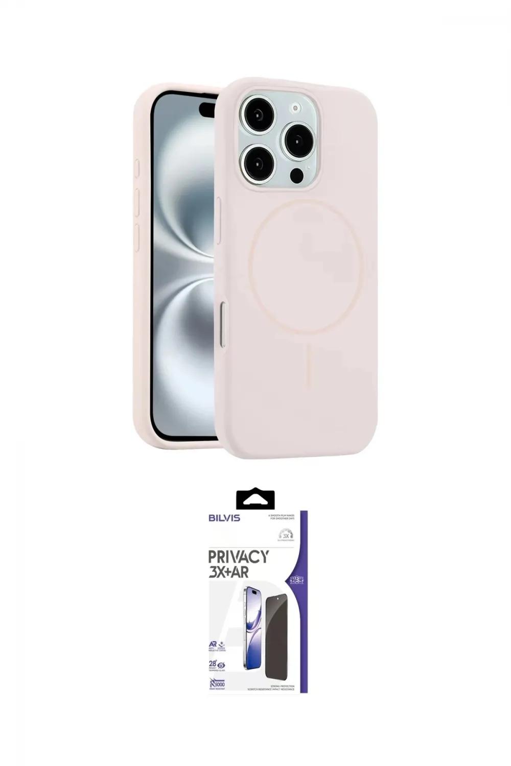 ieg™ iPhone 16 Pro Max Kılıf Yankı Form Serisi - Siyah Bilvis 3X AR Hayalet Cam Ekran Koruyucu