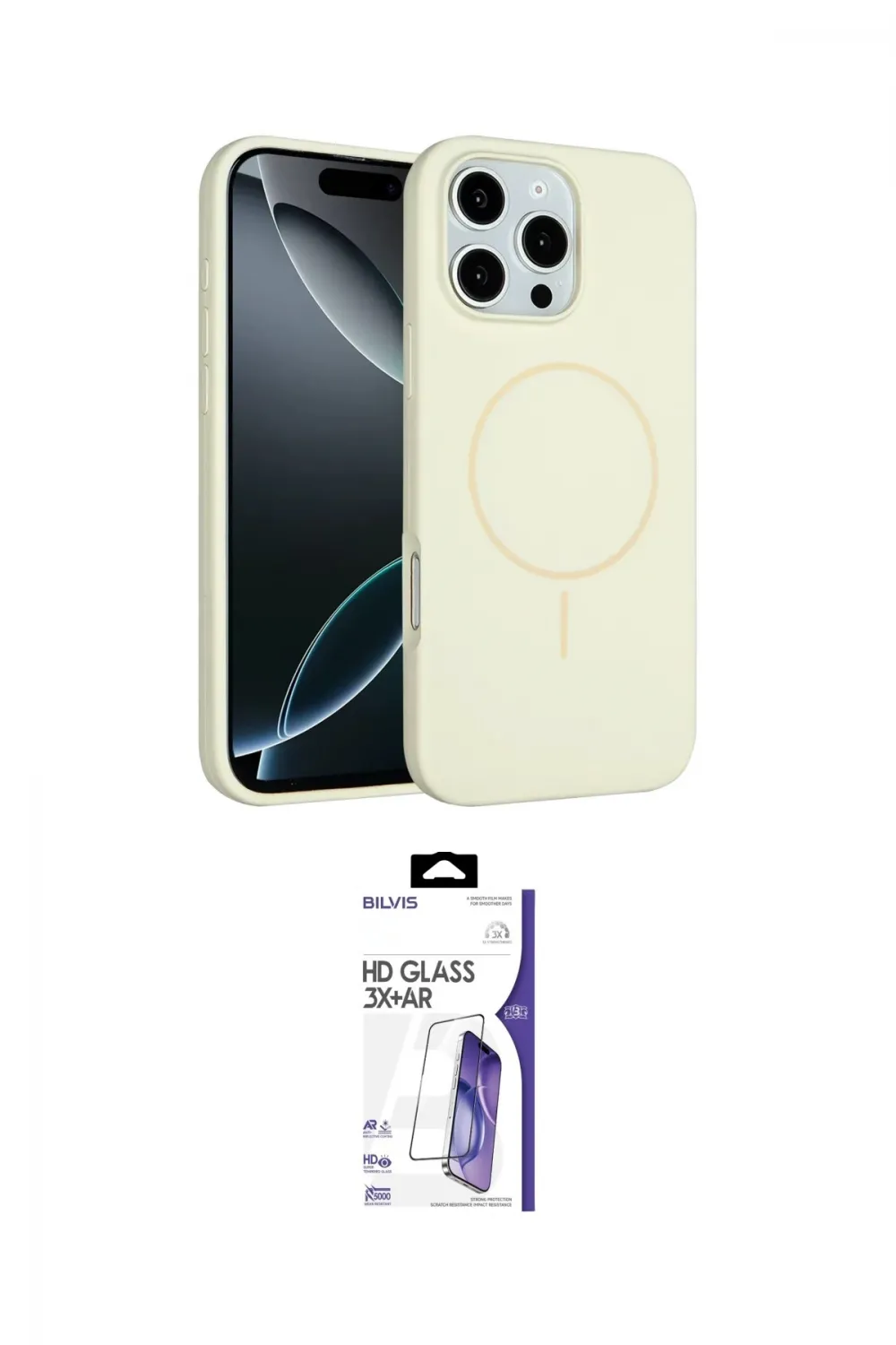ieg™ iPhone 16 Pro Max Kılıf Yankı Form Serisi - Siyah Bilvis 3X AR HD Cam Ekran Koruyucu