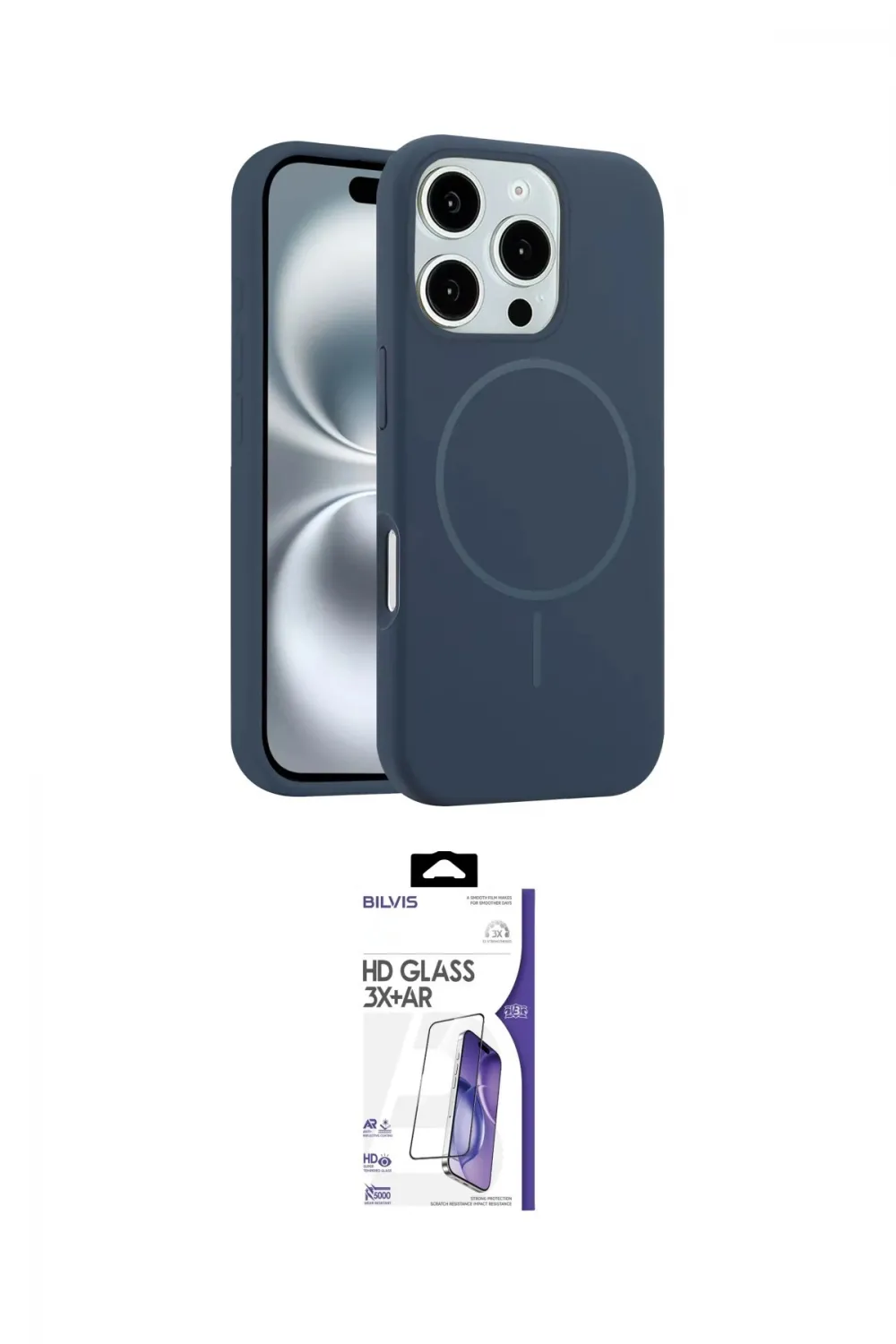 ieg™ iPhone 16 Pro Max Kılıf Yankı Form Serisi - Siyah Bilvis 3X AR HD Cam Ekran Koruyucu