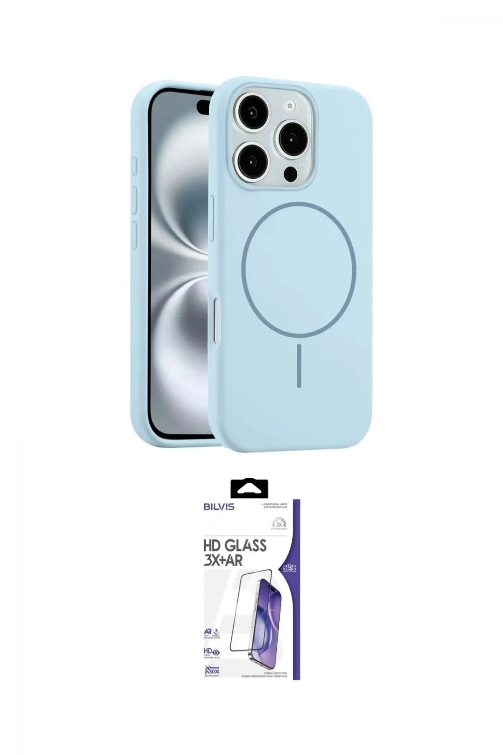 ieg™ iPhone 16 Pro Max Kılıf Yankı Form Serisi - Siyah Bilvis 3X AR HD Cam Ekran Koruyucu