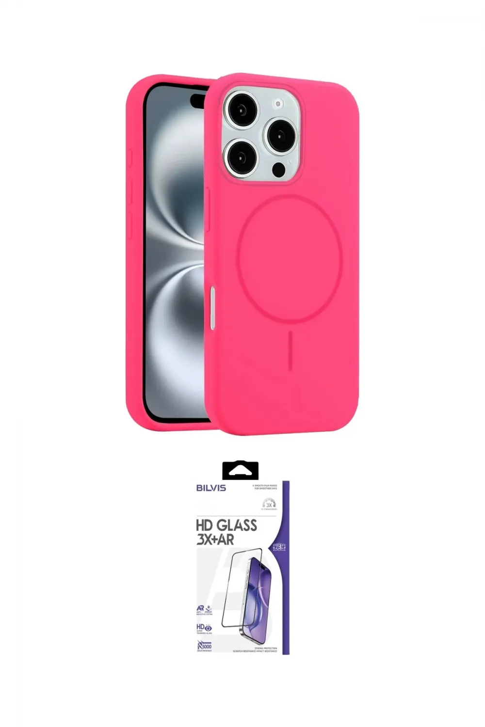 ieg™ iPhone 16 Pro Max Kılıf Yankı Form Serisi - Siyah Bilvis 3X AR HD Cam Ekran Koruyucu