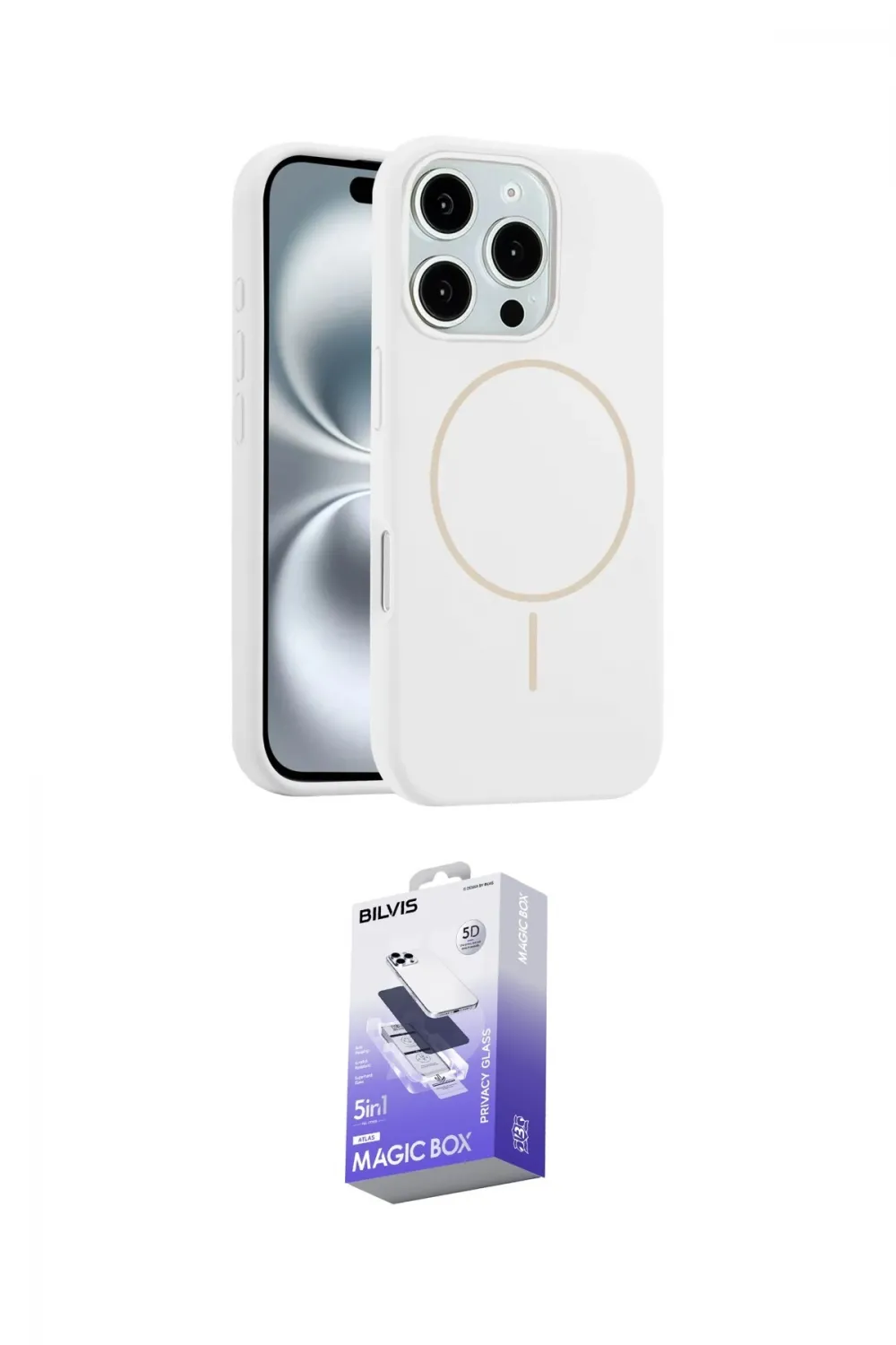 ieg™ iPhone 16 Pro Max Kılıf Yankı Form Serisi - Siyah Bilvis 5in1 5D Magic Hayalet Cam Ekran Koruyucu