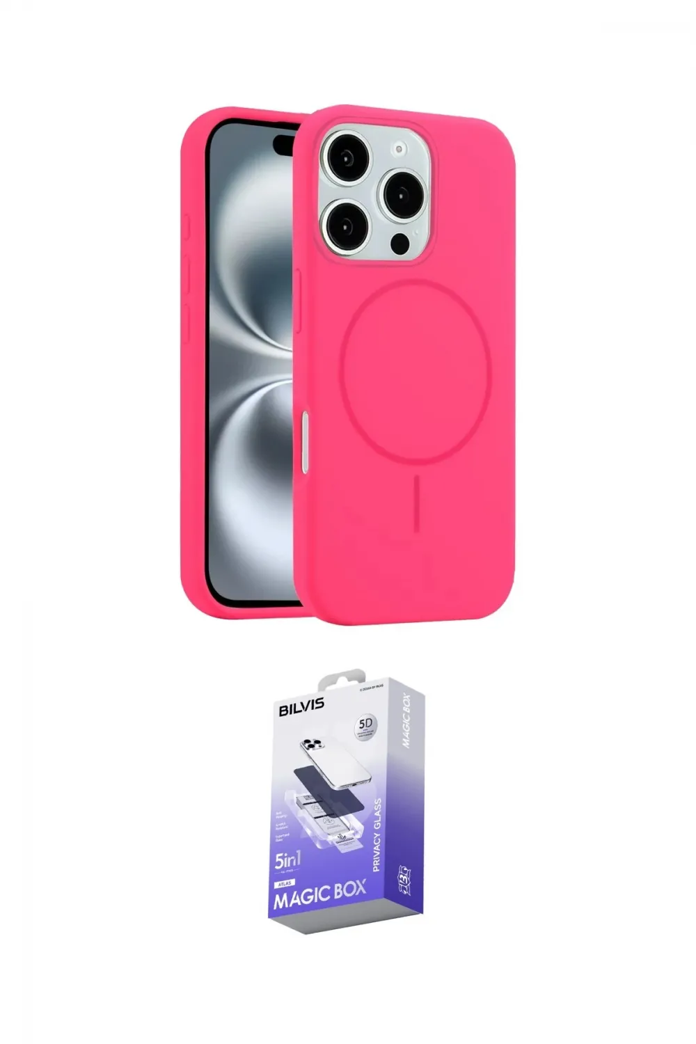 ieg™ iPhone 16 Pro Max Kılıf Yankı Form Serisi - Siyah Bilvis 5in1 5D Magic Hayalet Cam Ekran Koruyucu