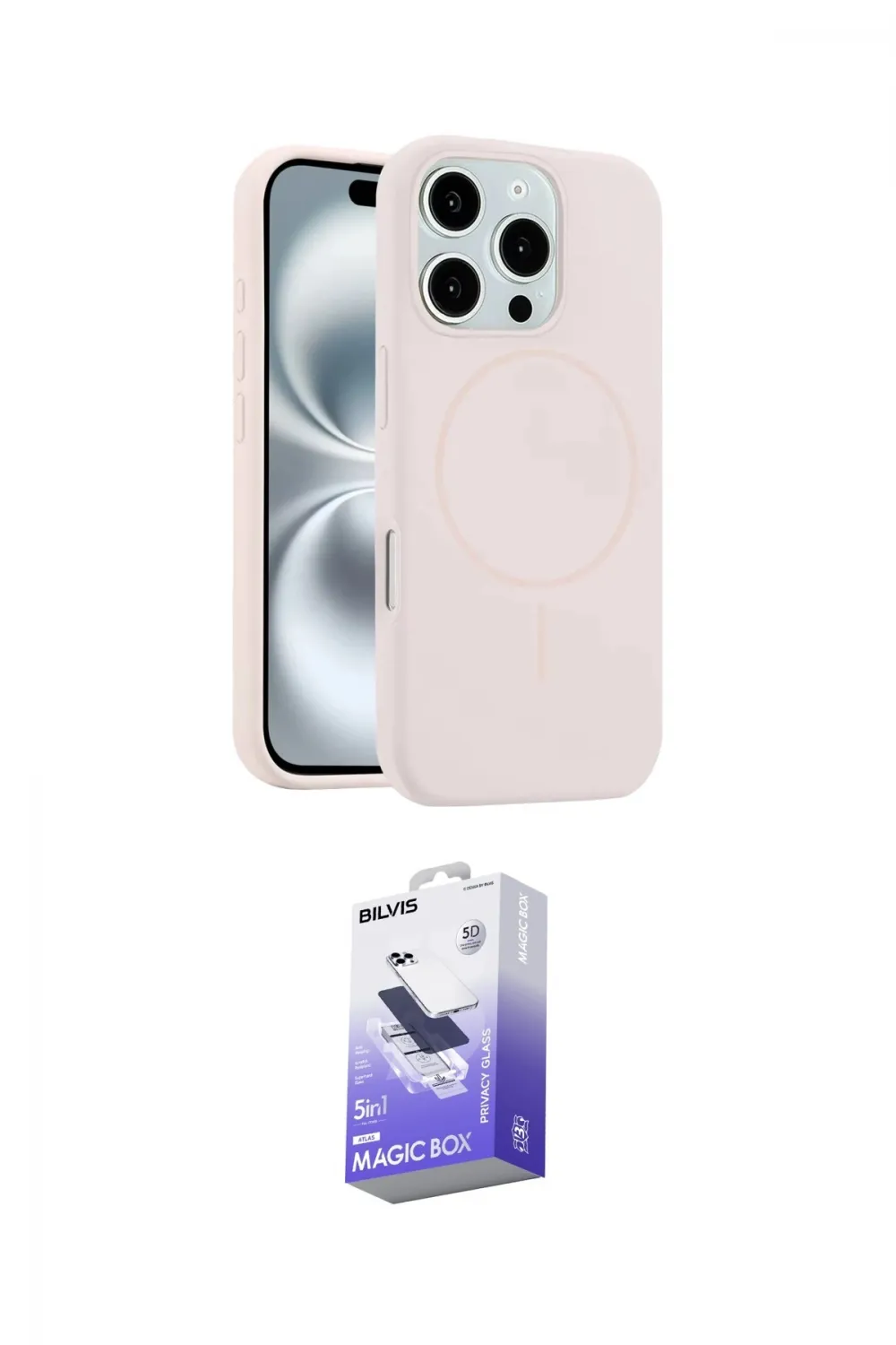 ieg™ iPhone 16 Pro Max Kılıf Yankı Form Serisi - Siyah Bilvis 5in1 5D Magic Hayalet Cam Ekran Koruyucu