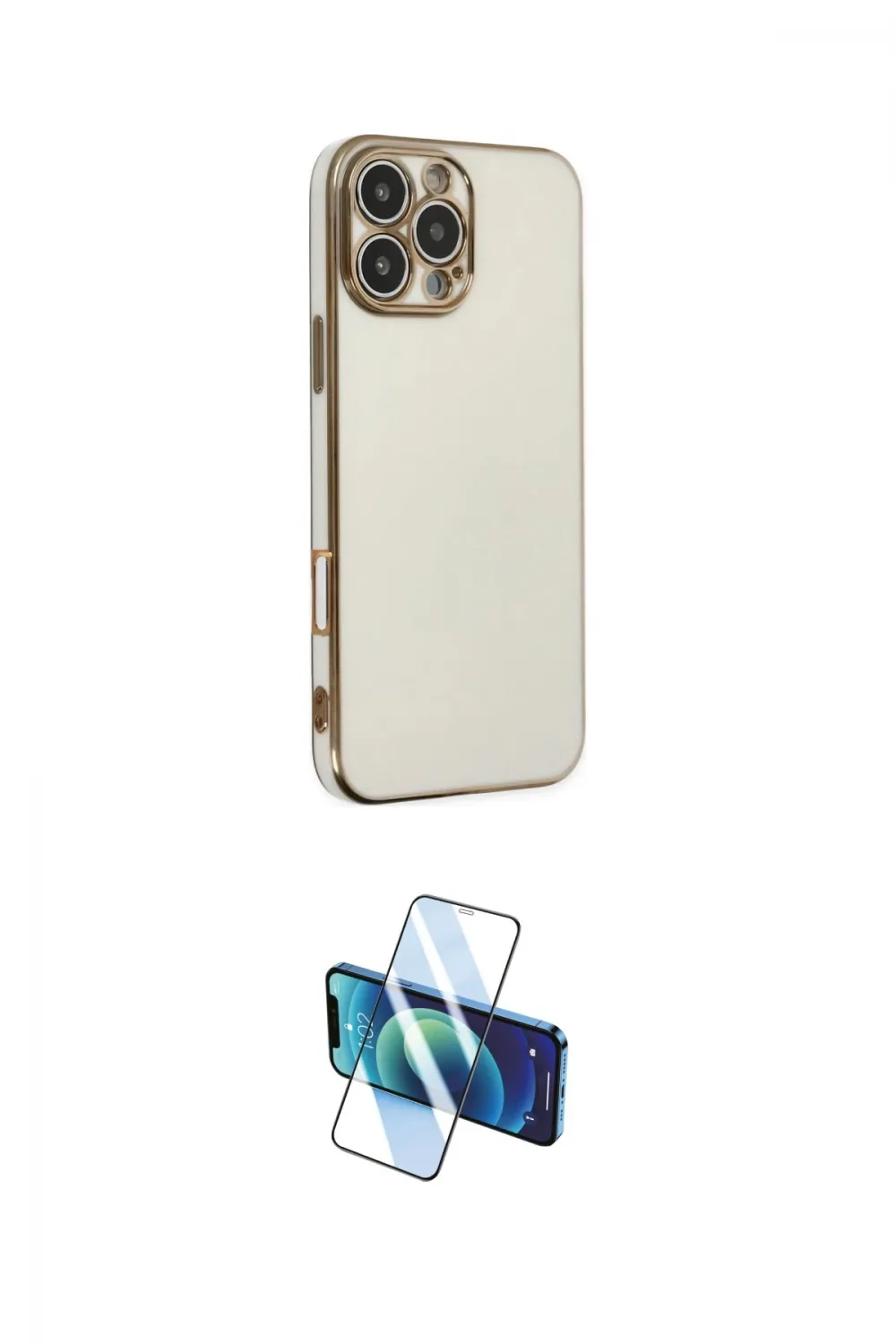ieg™ iPhone 16 Pro Max Kılıf Yankı Serisi - Siyah 3D Antistatik Cam Ekran Koruyucu