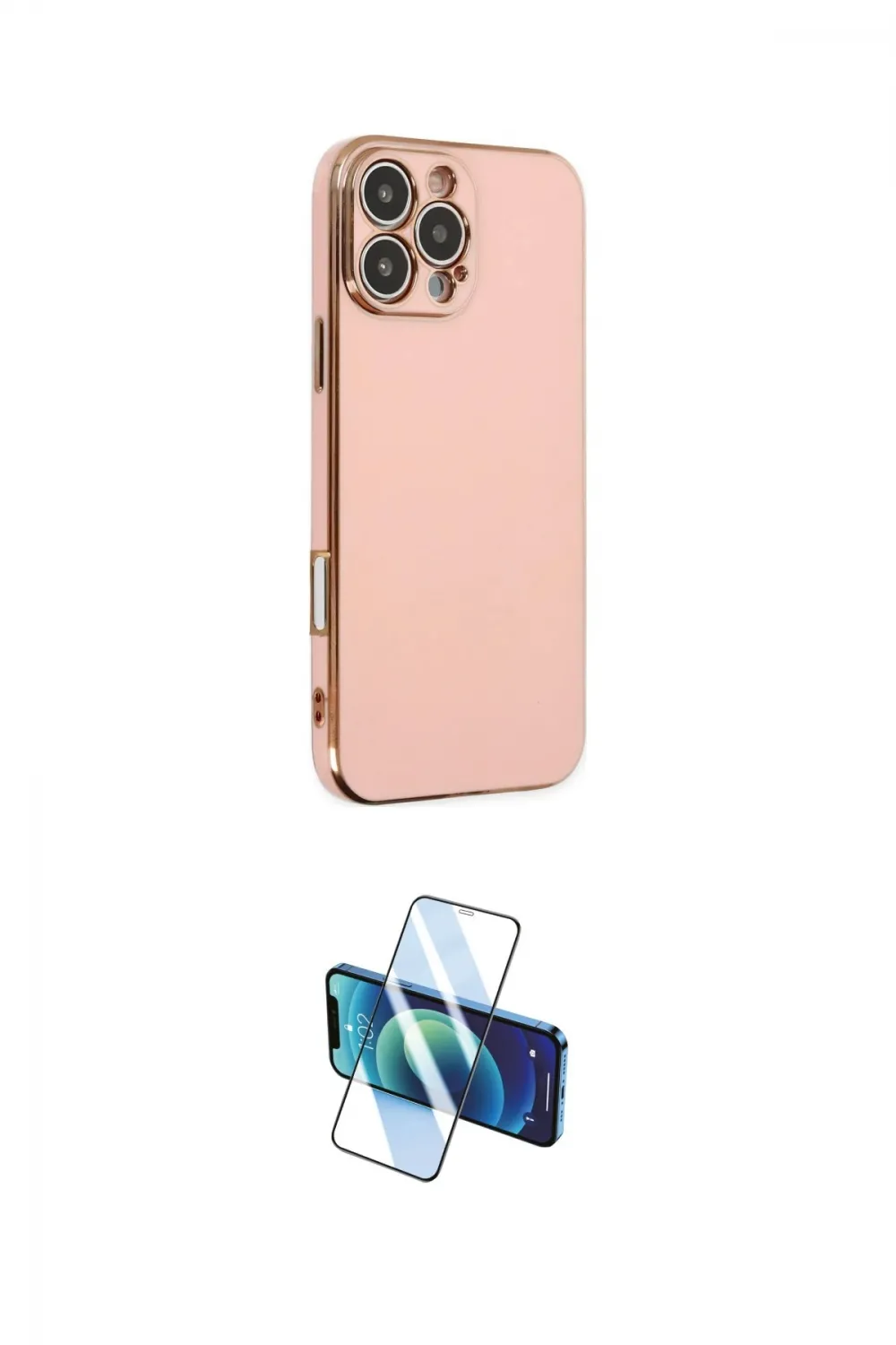 ieg™ iPhone 16 Pro Max Kılıf Yankı Serisi - Siyah 3D Antistatik Cam Ekran Koruyucu