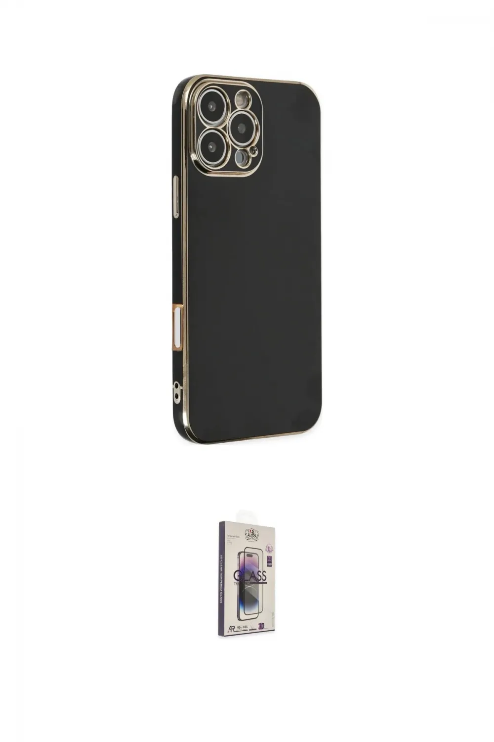 ieg™ iPhone 16 Pro Max Kılıf Yankı Serisi - Siyah Bilvis 3D Cam Ekran Koruyucu