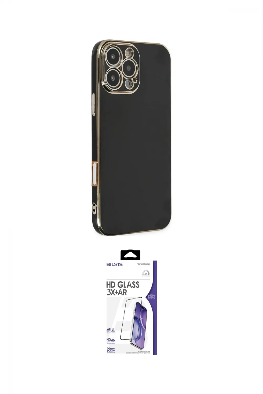 ieg™ iPhone 16 Pro Max Kılıf Yankı Serisi - Siyah Bilvis 3X AR HD Cam Ekran Koruyucu