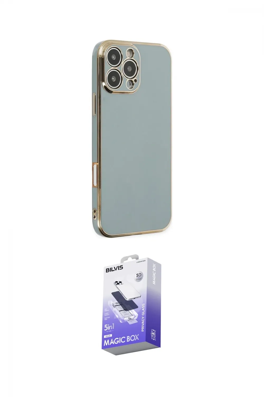 ieg™ iPhone 16 Pro Max Kılıf Yankı Serisi - Siyah Bilvis 5in1 5D Magic Hayalet Cam Ekran Koruyucu