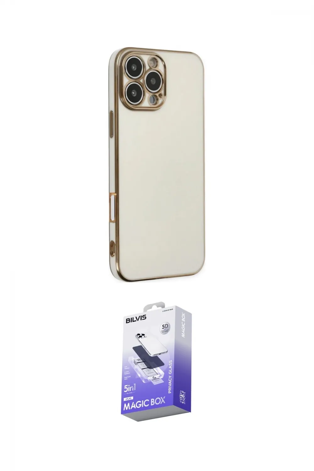 ieg™ iPhone 16 Pro Max Kılıf Yankı Serisi - Siyah Bilvis 5in1 5D Magic Hayalet Cam Ekran Koruyucu