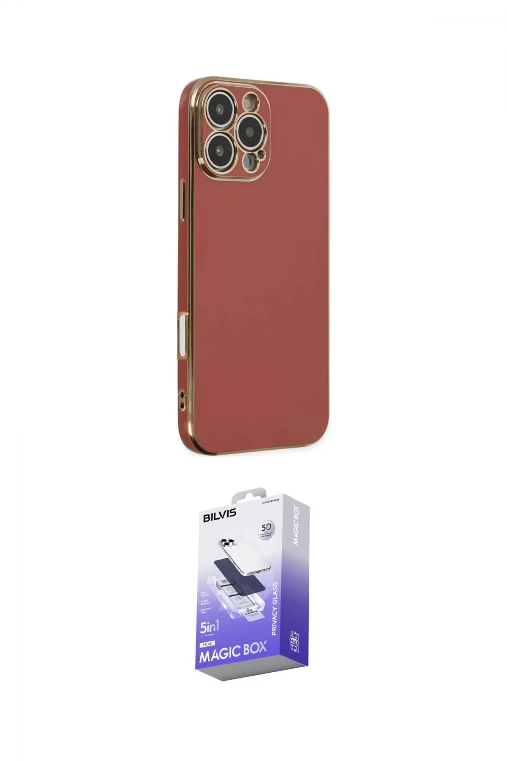 ieg™ iPhone 16 Pro Max Kılıf Yankı Serisi - Siyah Bilvis 5in1 5D Magic Hayalet Cam Ekran Koruyucu
