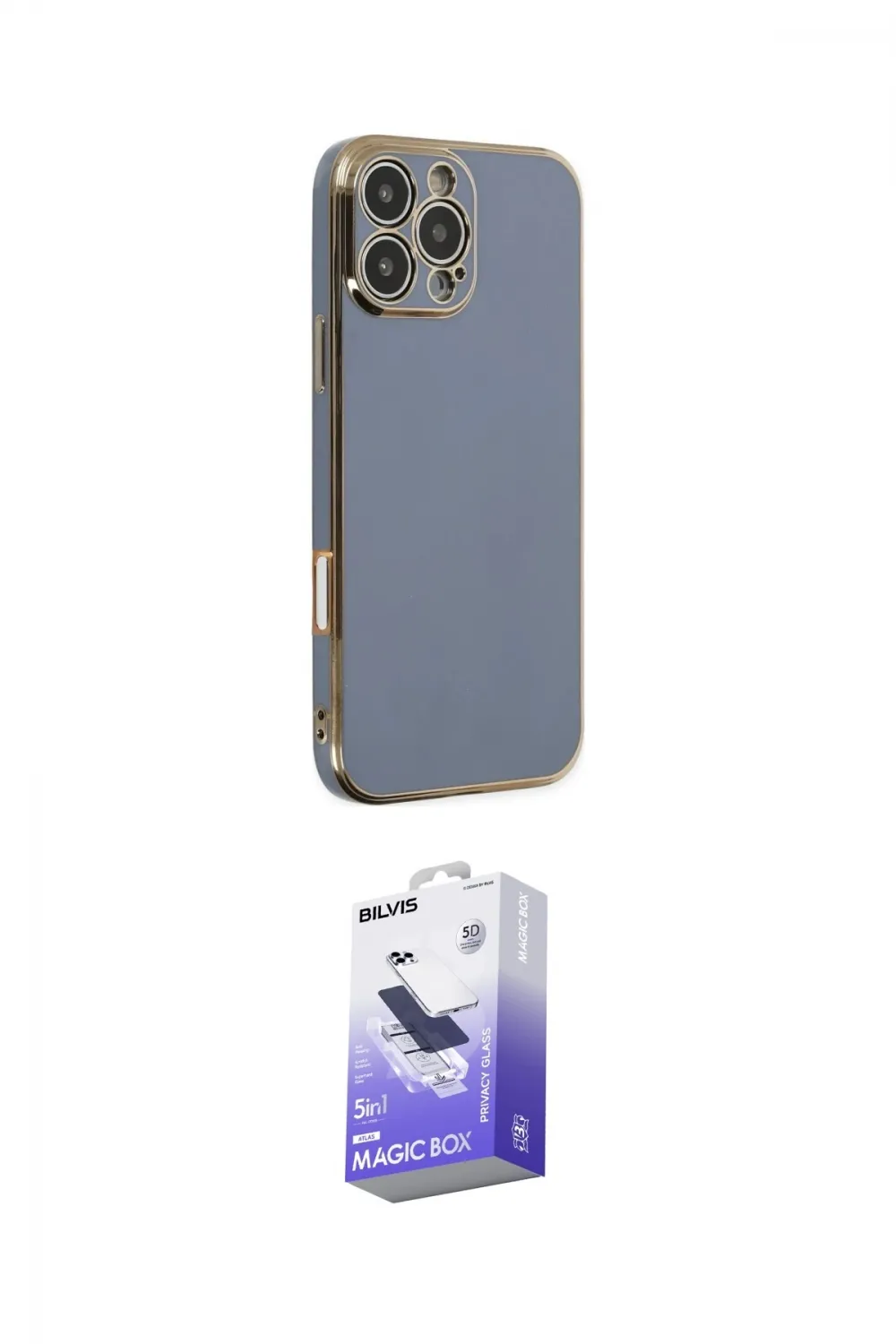 ieg™ iPhone 16 Pro Max Kılıf Yankı Serisi - Siyah Bilvis 5in1 5D Magic Hayalet Cam Ekran Koruyucu