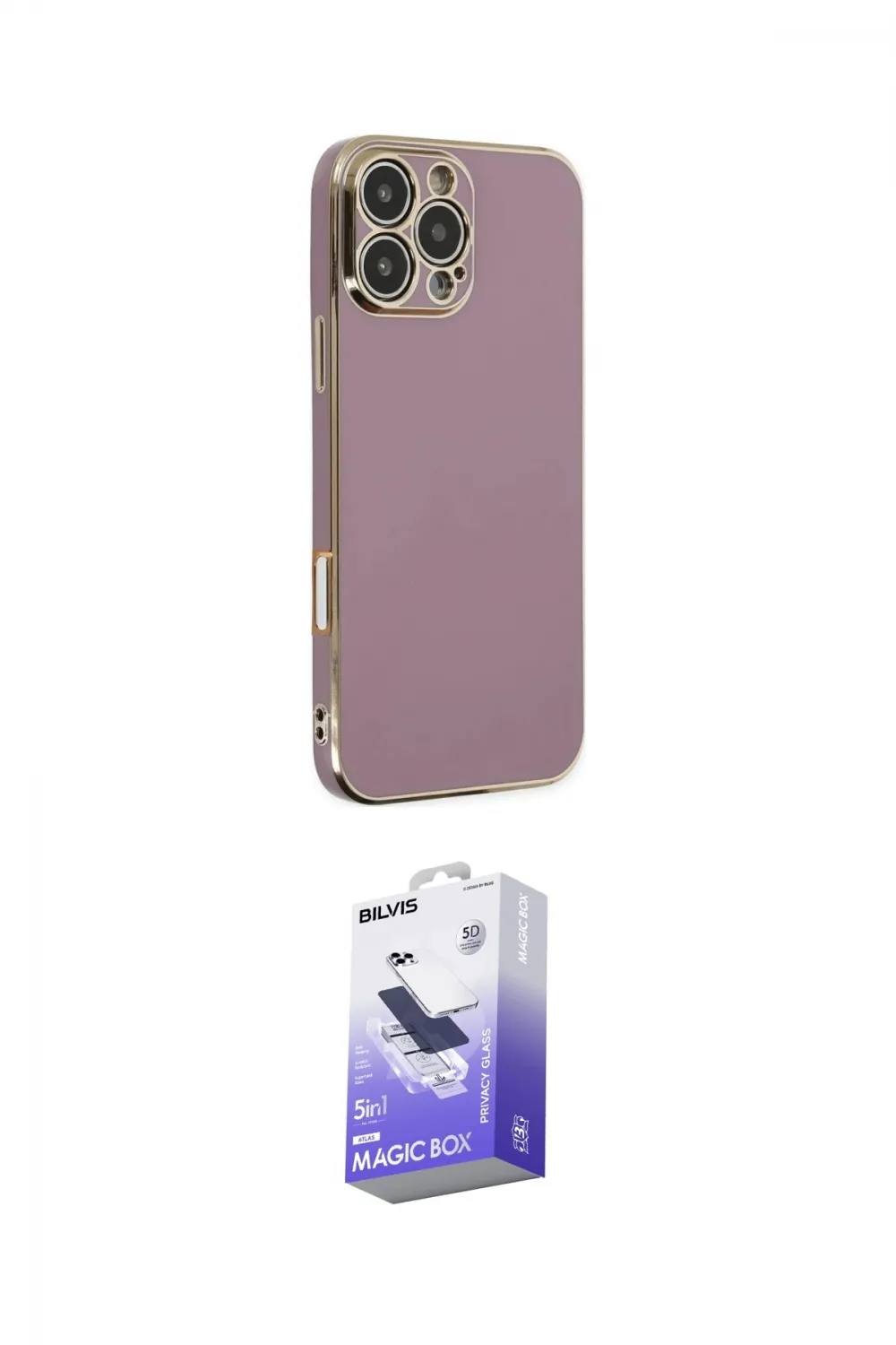 ieg™ iPhone 16 Pro Max Kılıf Yankı Serisi - Siyah Bilvis 5in1 5D Magic Hayalet Cam Ekran Koruyucu