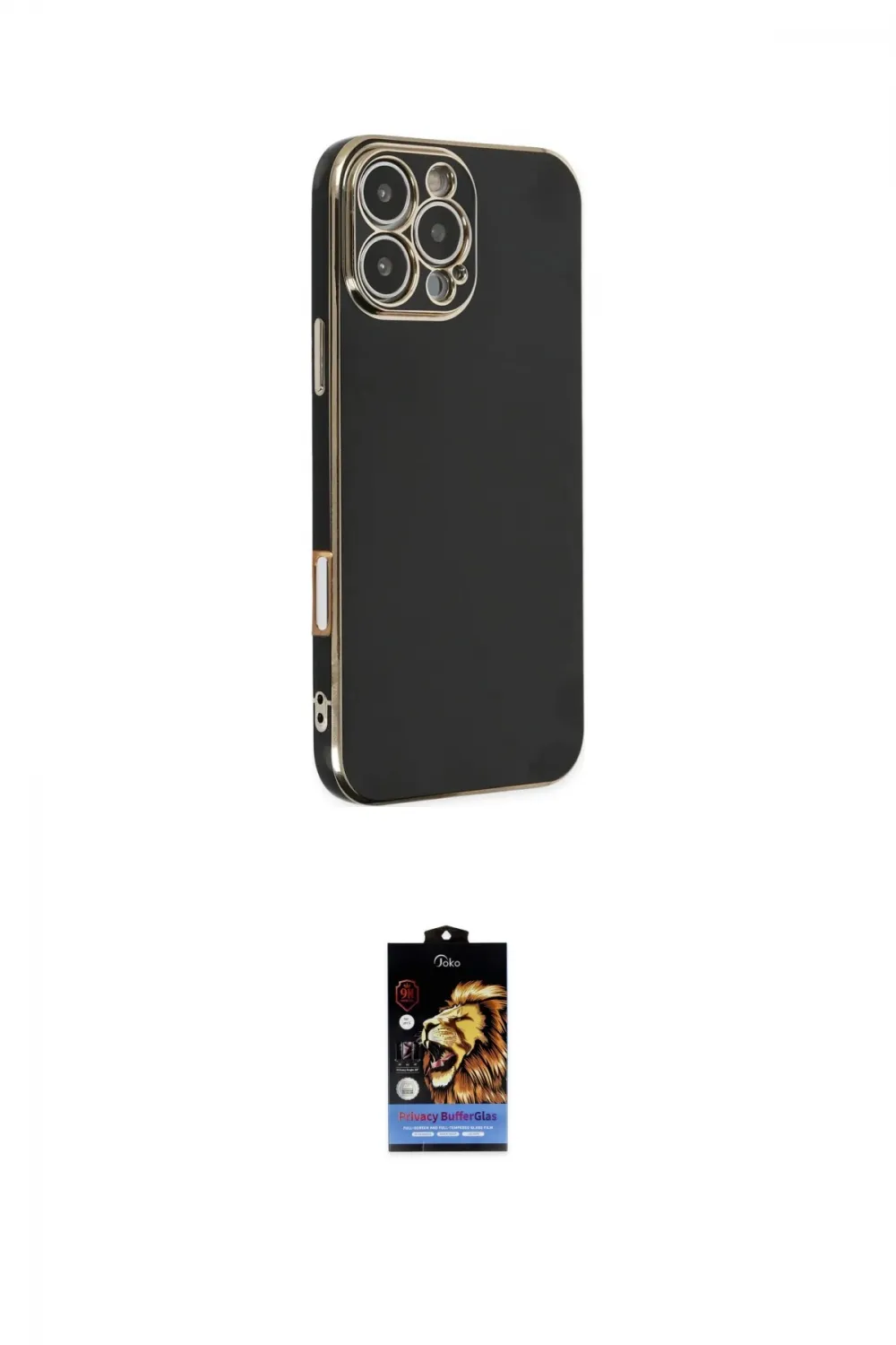 ieg™ iPhone 16 Pro Max Kılıf Yankı Serisi - Siyah Buffer Hayalet Cam Ekran Koruyucu