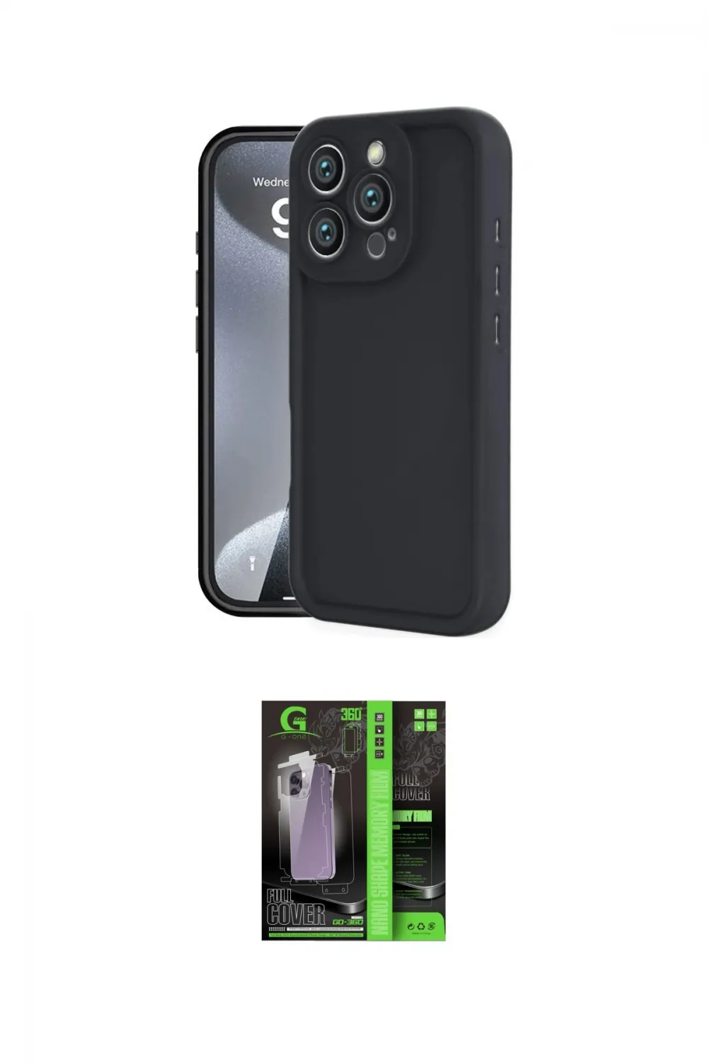 ieg™ iPhone 16 Pro Max Kılıf Yankı Yansıma Özel Seri - Şeffaf 360 Full Body Arka Koruyucu