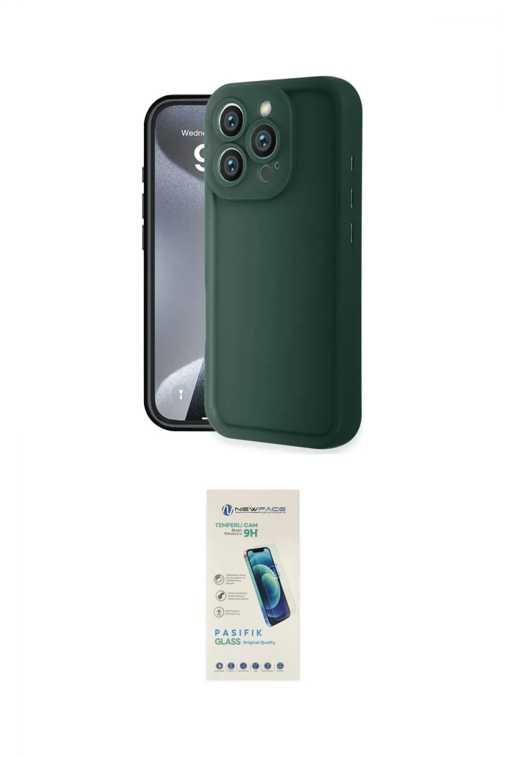 ieg™ iPhone 16 Pro Max Kılıf Yankı Yansıma Özel Seri - Şeffaf Pasifik Cam Ekran Koruyucu