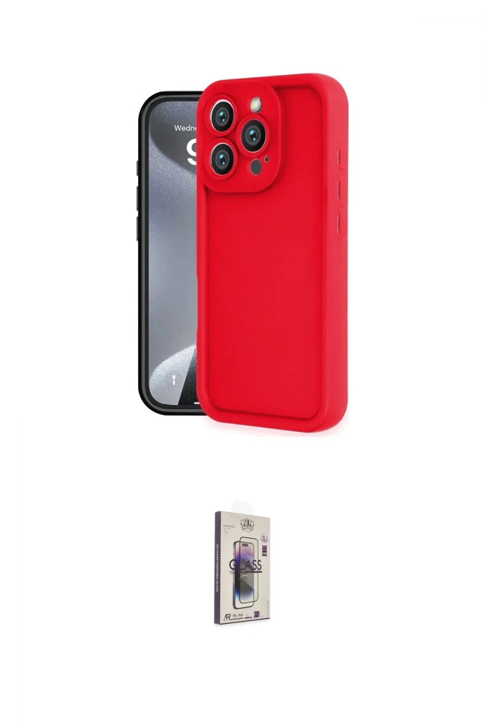 ieg™ iPhone 16 Pro Max Kılıf Yankı Yansıma Özel Seri - Siyah Bilvis 3D Cam Ekran Koruyucu