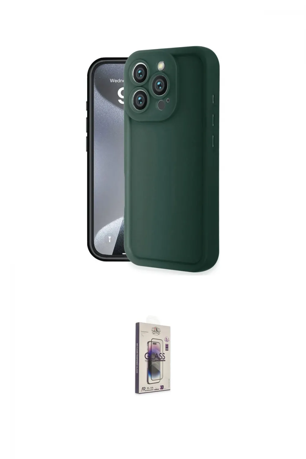 ieg™ iPhone 16 Pro Max Kılıf Yankı Yansıma Özel Seri - Siyah Bilvis 3D Cam Ekran Koruyucu