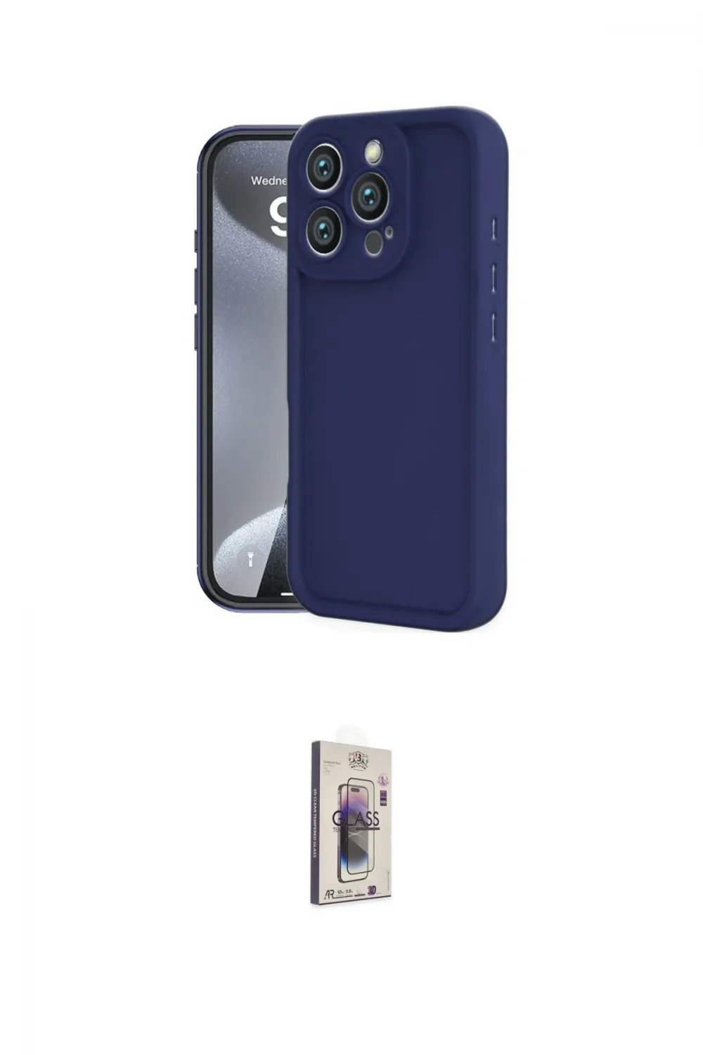 ieg™ iPhone 16 Pro Max Kılıf Yankı Yansıma Özel Seri - Siyah Bilvis 3D Cam Ekran Koruyucu