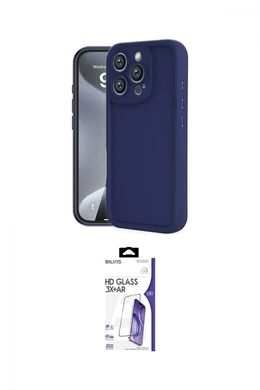 ieg™ iPhone 16 Pro Max Kılıf Yankı Yansıma Özel Seri - Siyah Bilvis 3X AR HD Cam Ekran Koruyucu