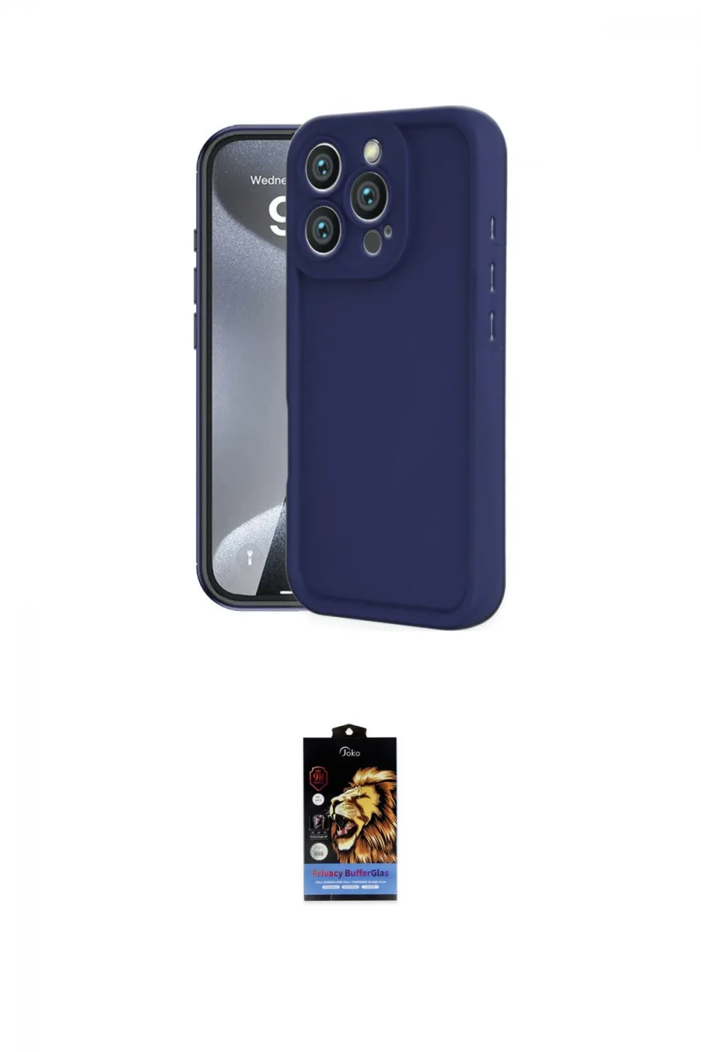 ieg™ iPhone 16 Pro Max Kılıf Yankı Yansıma Özel Seri - Siyah Buffer Hayalet Cam Ekran Koruyucu
