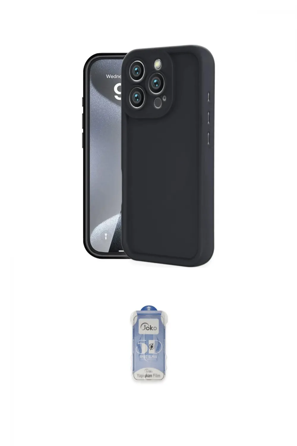 ieg™ iPhone 16 Pro Max Kılıf Yankı Yansıma Özel Seri - Siyah Joko Magic 5D Cam