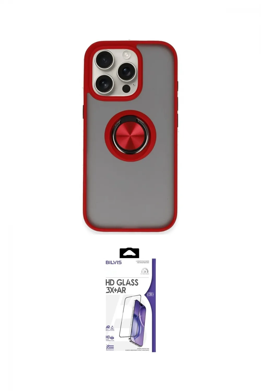 ieg™ iPhone 16 Pro Max Kılıf Yörünge Çizgi - Siyah Bilvis 3X AR HD Cam Ekran Koruyucu