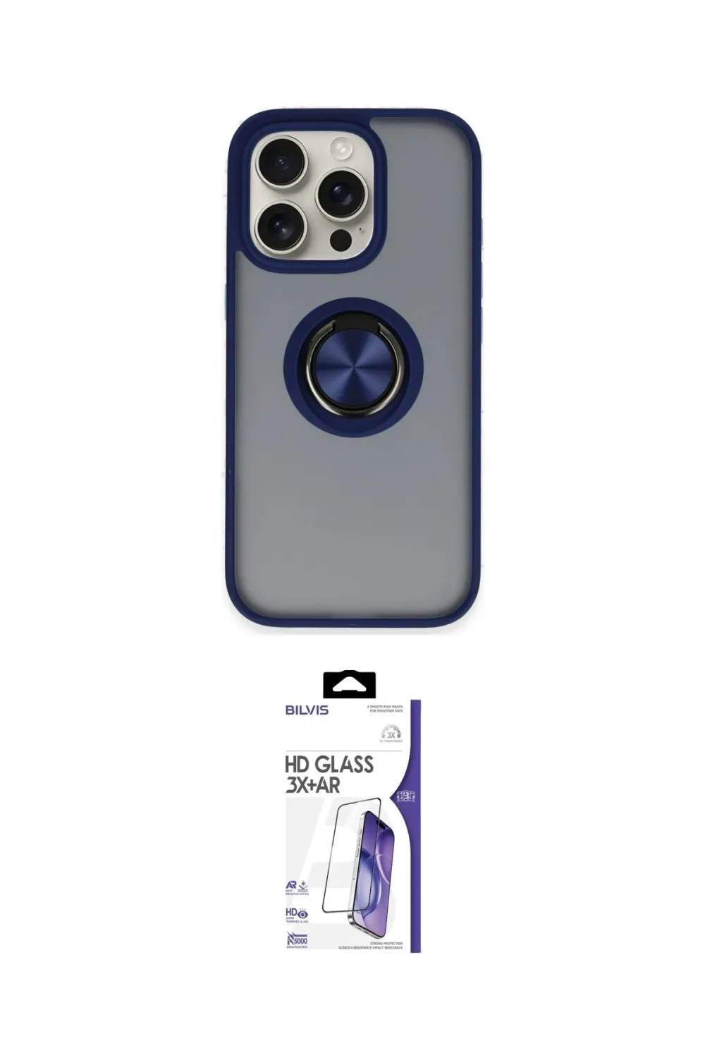 ieg™ iPhone 16 Pro Max Kılıf Yörünge Çizgi - Siyah Bilvis 3X AR HD Cam Ekran Koruyucu
