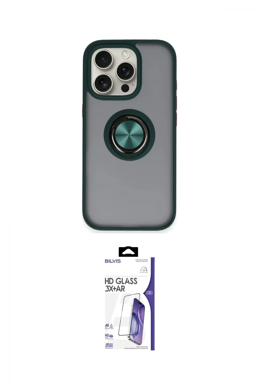 ieg™ iPhone 16 Pro Max Kılıf Yörünge Çizgi - Siyah Bilvis 3X AR HD Cam Ekran Koruyucu