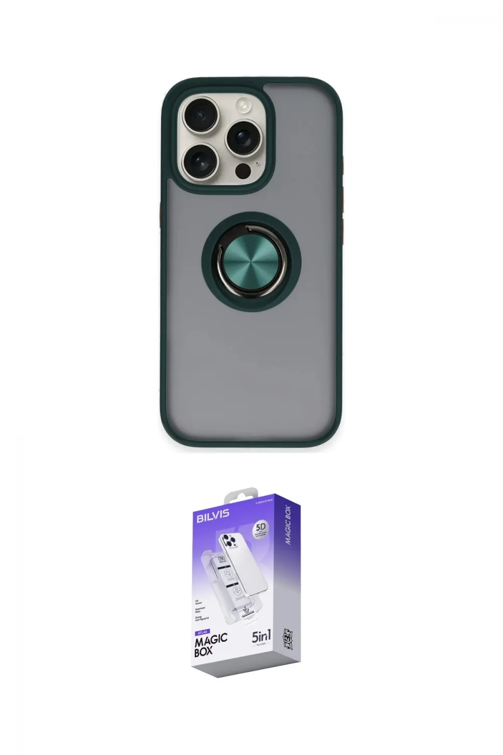 ieg™ iPhone 16 Pro Max Kılıf Yörünge Çizgi - Siyah Bilvis 5in1 3D Magic Cam Ekran Koruyucu