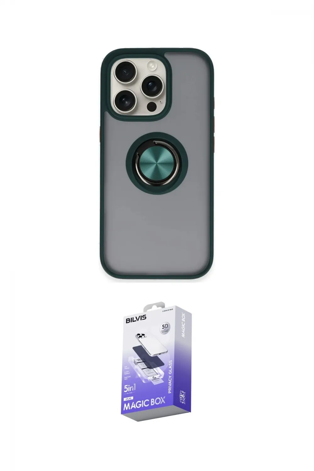 ieg™ iPhone 16 Pro Max Kılıf Yörünge Çizgi - Siyah Bilvis 5in1 5D Magic Hayalet Cam Ekran Koruyucu