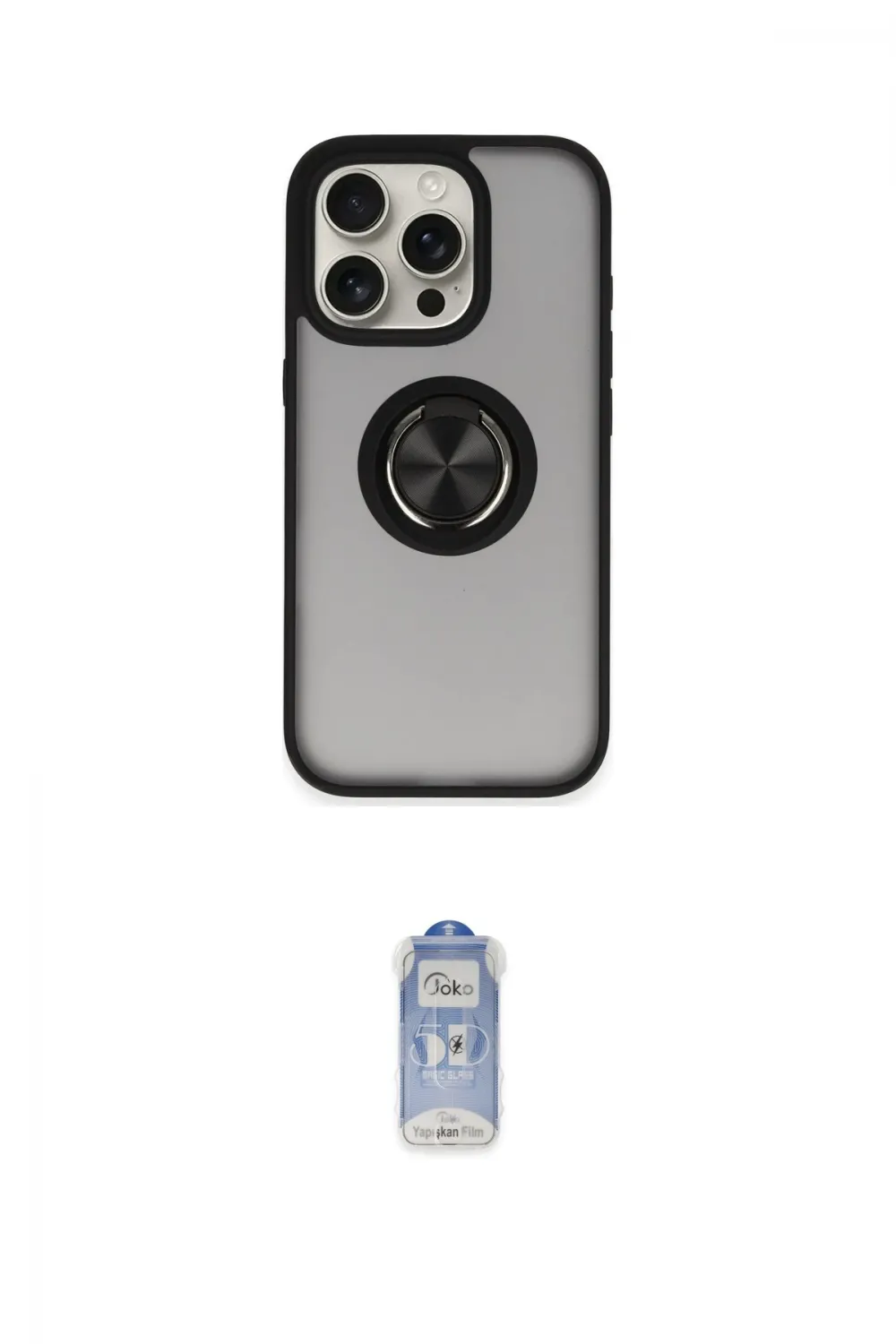 ieg™ iPhone 16 Pro Max Kılıf Yörünge Çizgi - Siyah Joko Magic 5D Cam