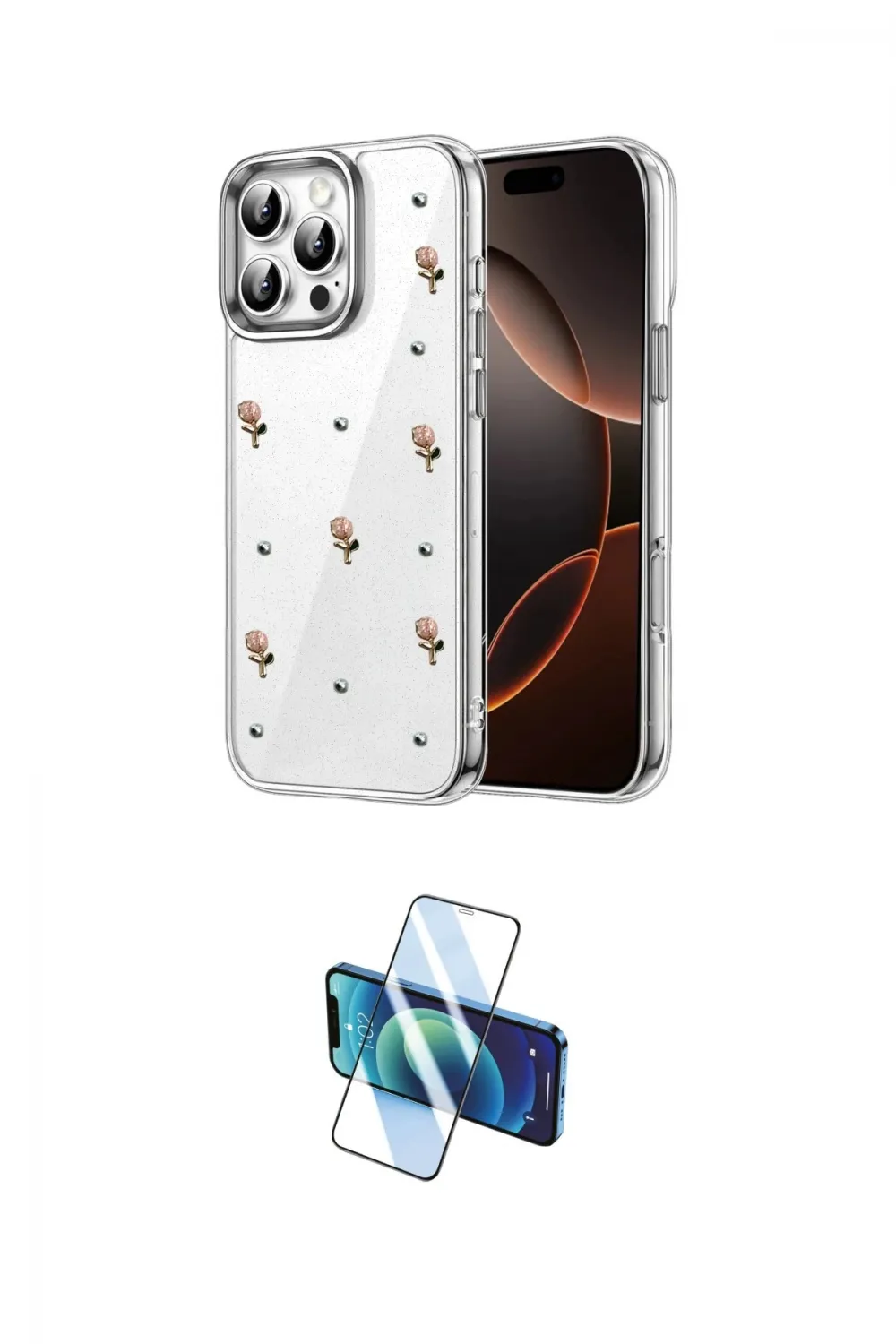 ieg™ iPhone 16 Pro Max Kılıf Yörünge Form - Siyah 3D Antistatik Seramik Nano Ekran Koruyucu