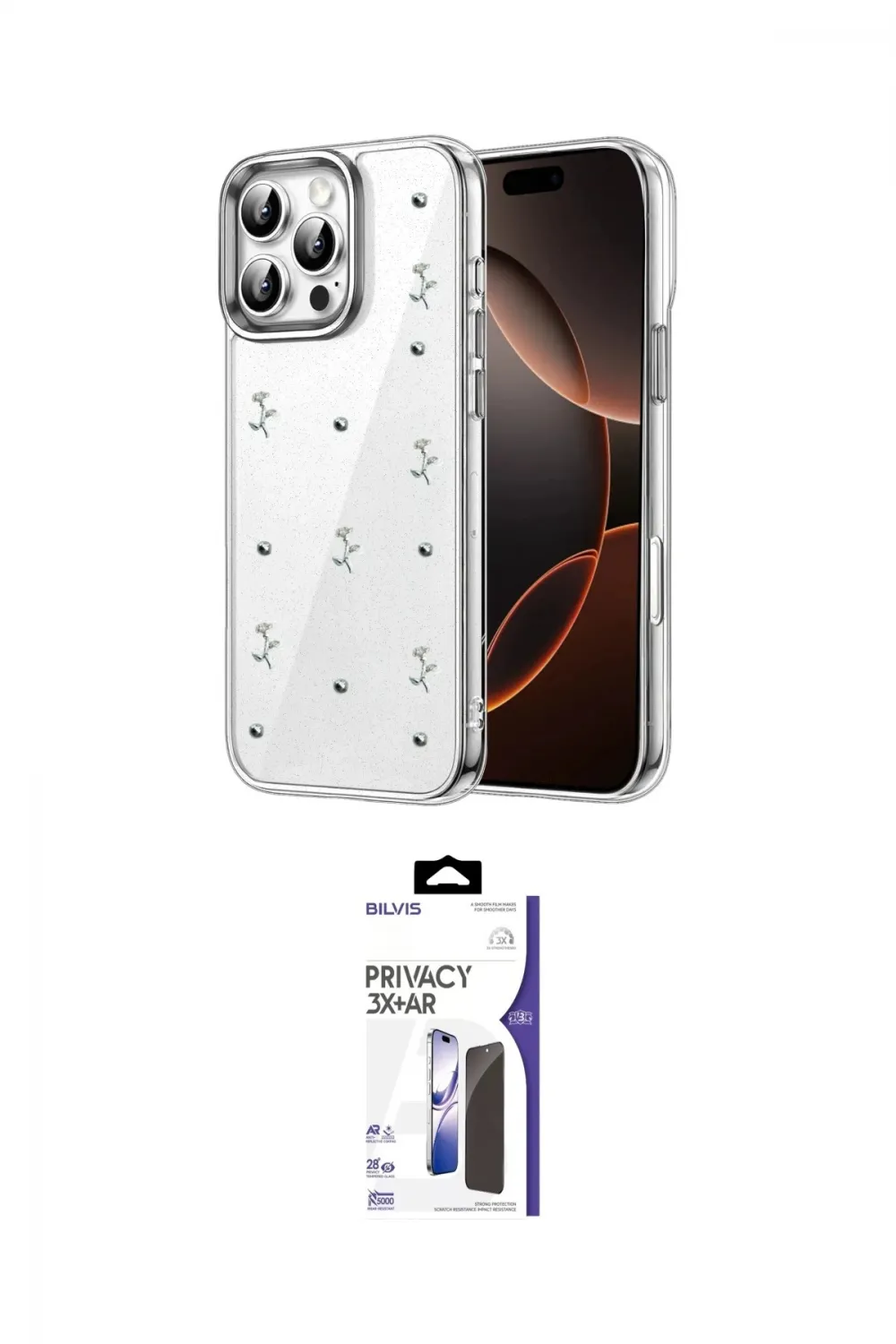 ieg™ iPhone 16 Pro Max Kılıf Yörünge Form - Siyah Bilvis 3X AR Hayalet Cam Ekran Koruyucu