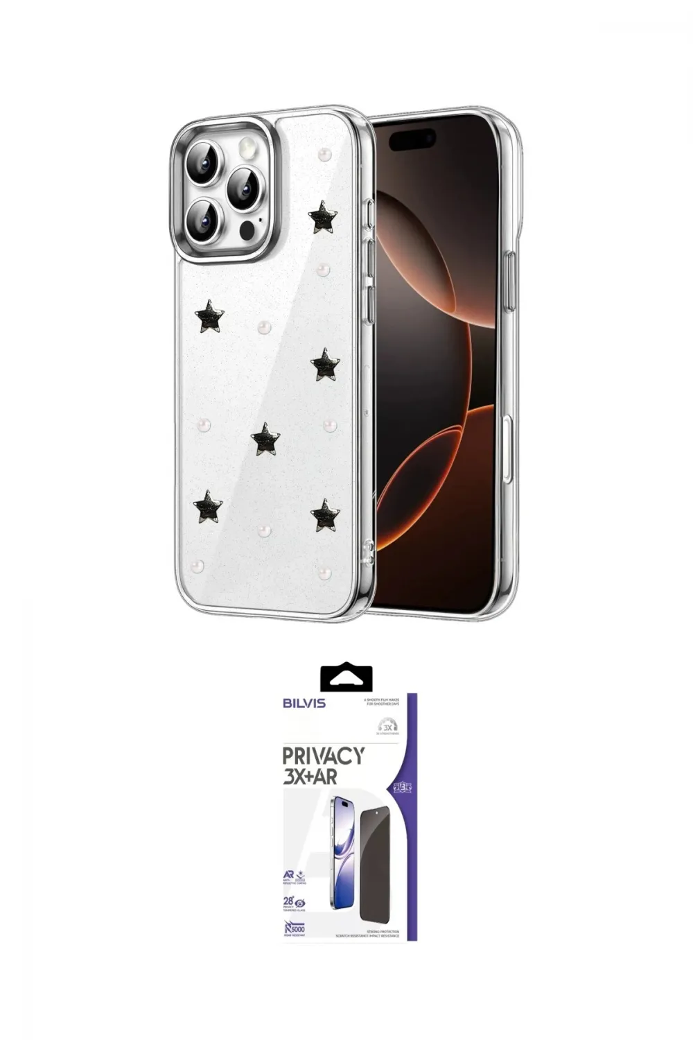 ieg™ iPhone 16 Pro Max Kılıf Yörünge Form - Siyah Bilvis 3X AR Hayalet Cam Ekran Koruyucu