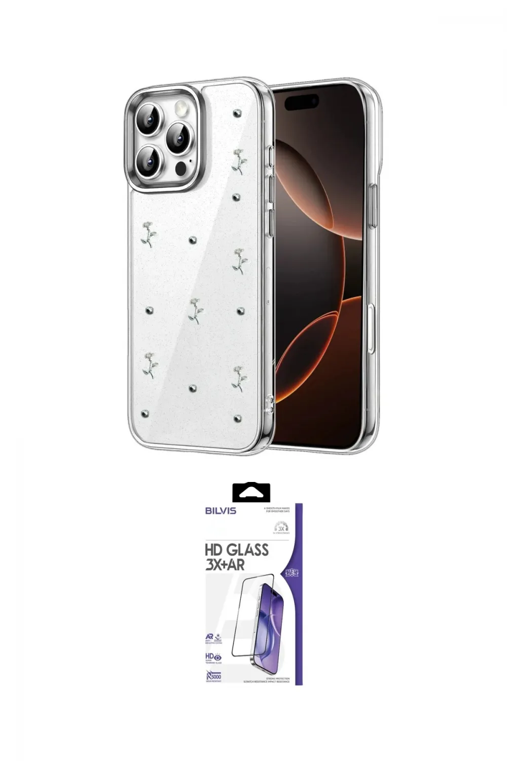 ieg™ iPhone 16 Pro Max Kılıf Yörünge Form - Siyah Bilvis 3X AR HD Cam Ekran Koruyucu