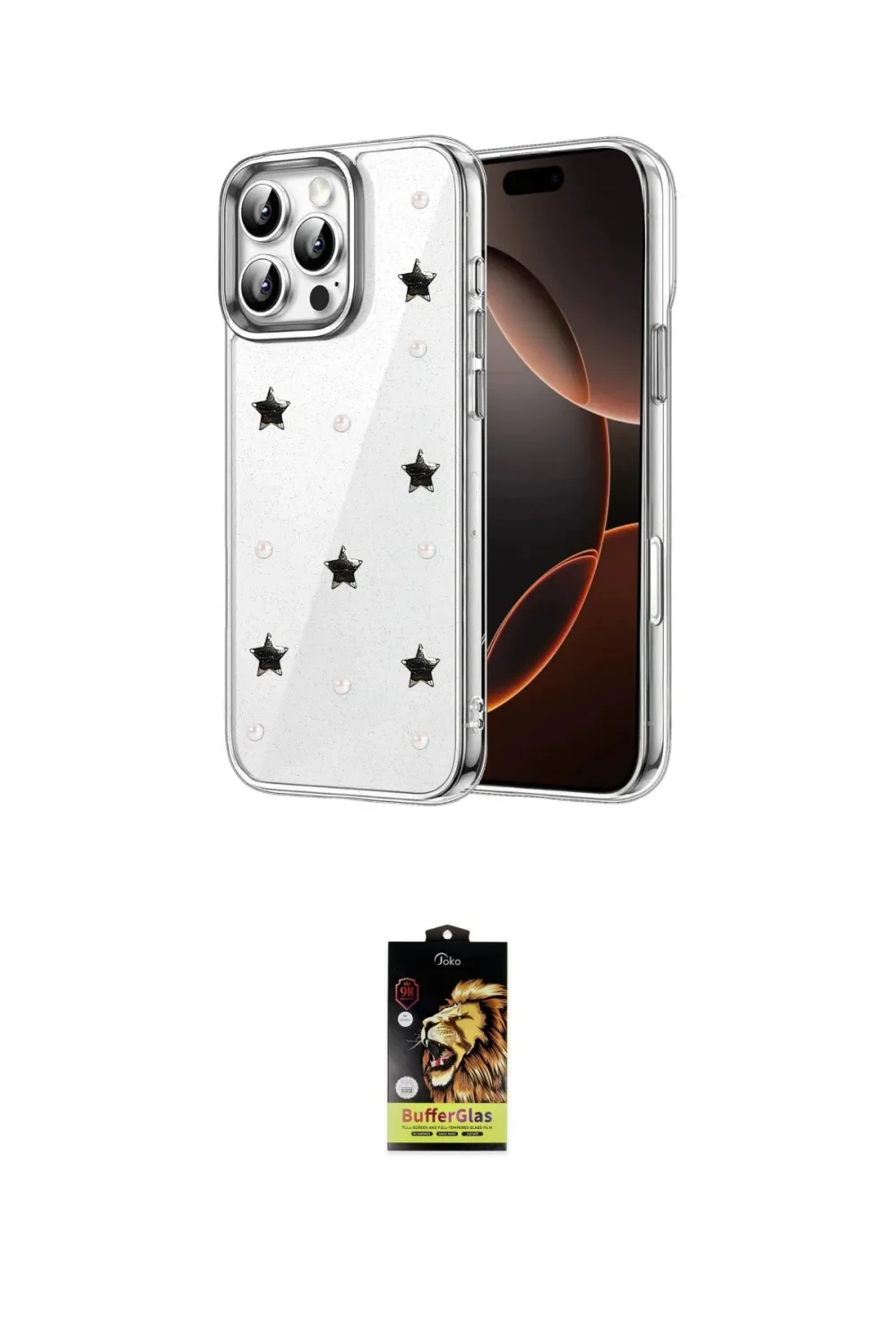 ieg™ iPhone 16 Pro Max Kılıf Yörünge Form - Siyah Buffer Cam Ekran Koruyucu