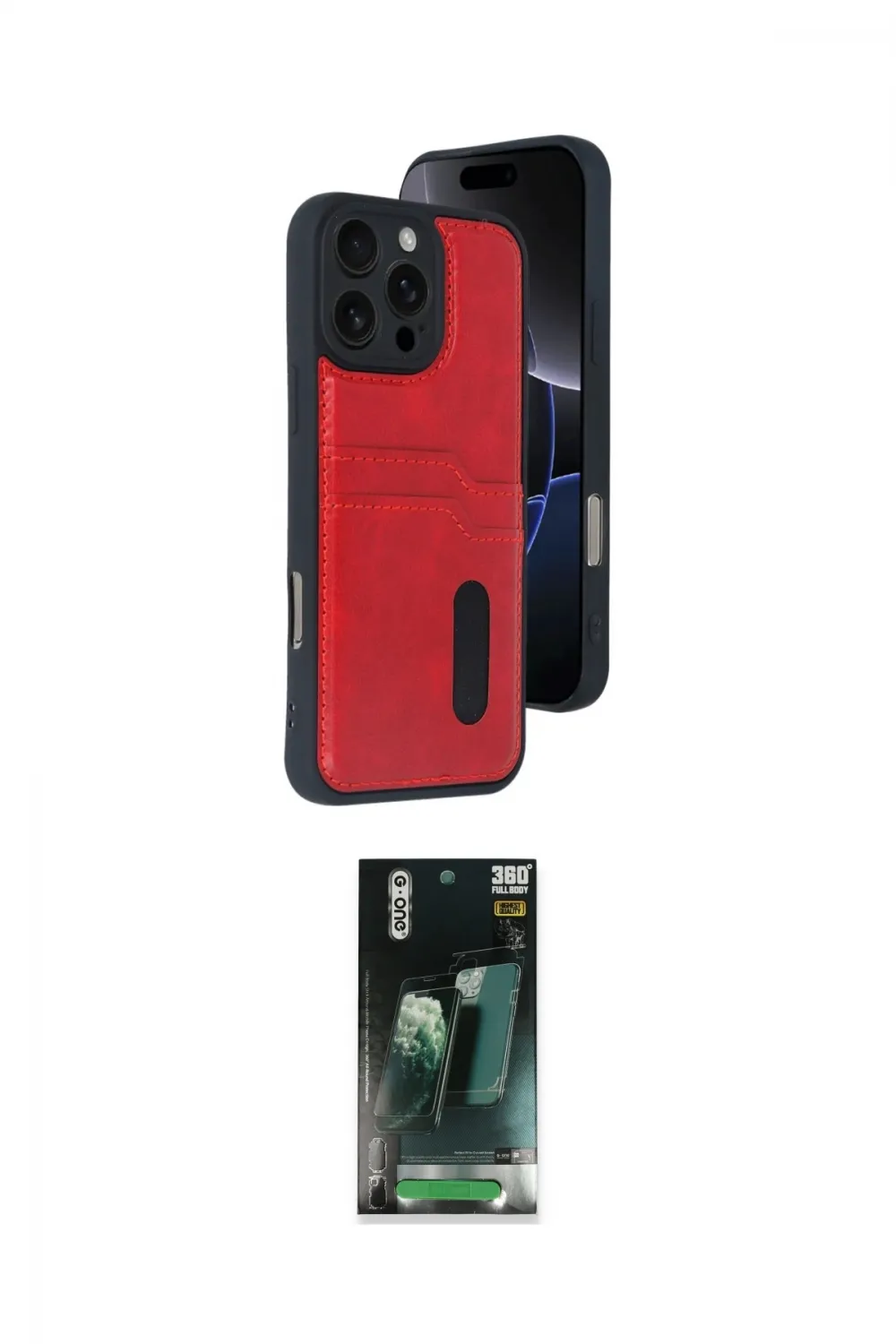 ieg™ iPhone 16 Pro Max Kılıf Yörünge Işık Serisi - Siyah 360 Mat Full Body Arka Koruyucu