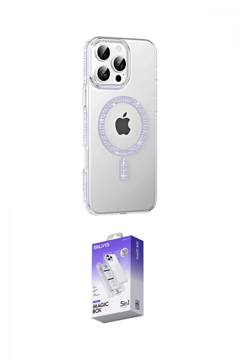 ieg™ iPhone 16 Pro Max Kılıf Yörünge Koleksiyonu - Siyah Bilvis 5in1 3D Magic Cam Ekran Koruyucu