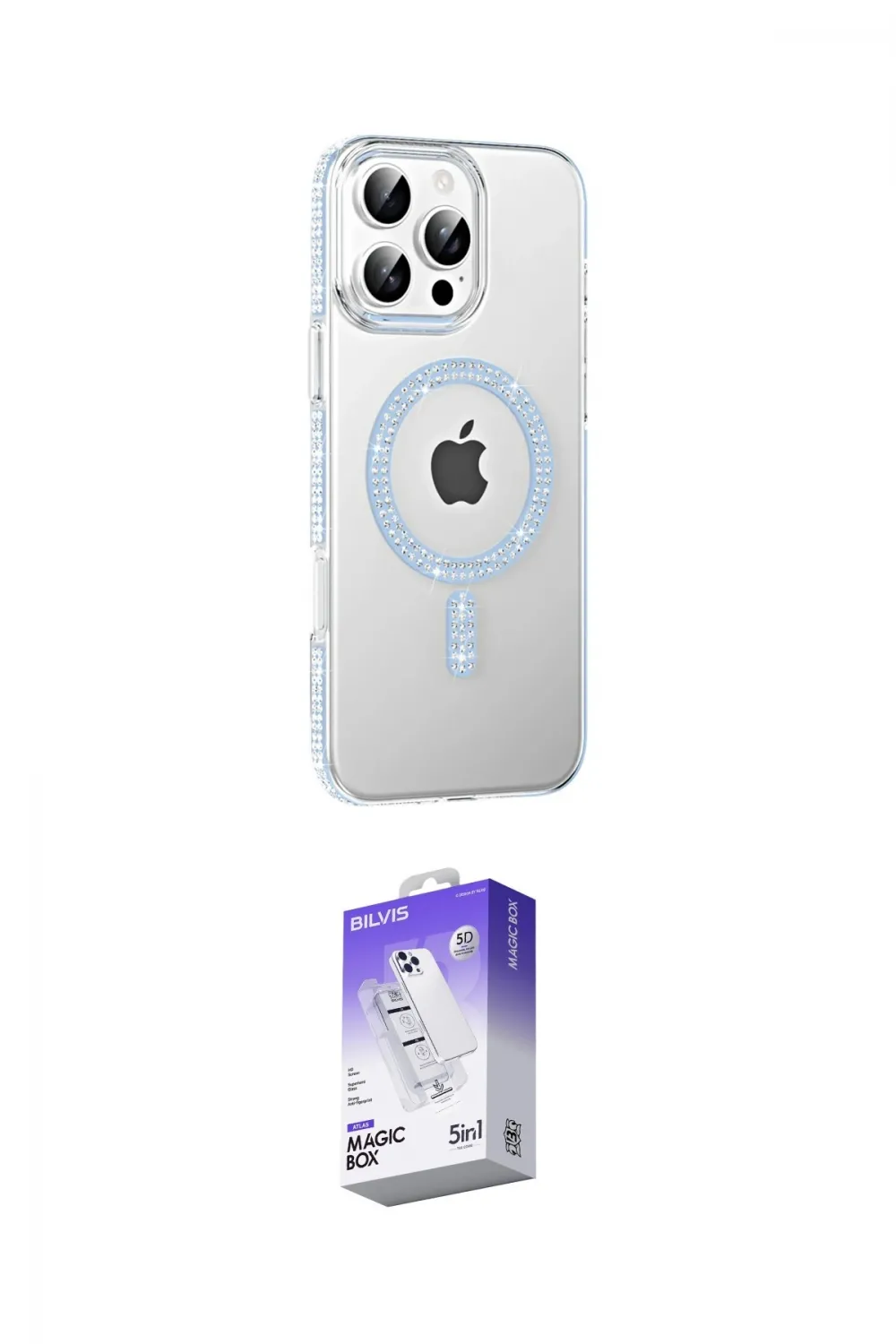 ieg™ iPhone 16 Pro Max Kılıf Yörünge Koleksiyonu - Siyah Bilvis 5in1 3D Magic Cam Ekran Koruyucu