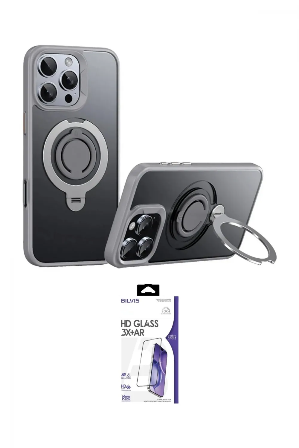 ieg™ iPhone 16 Pro Max Kılıf Zirve Çizgi Prime - Siyah Bilvis 3X AR HD Cam Ekran Koruyucu