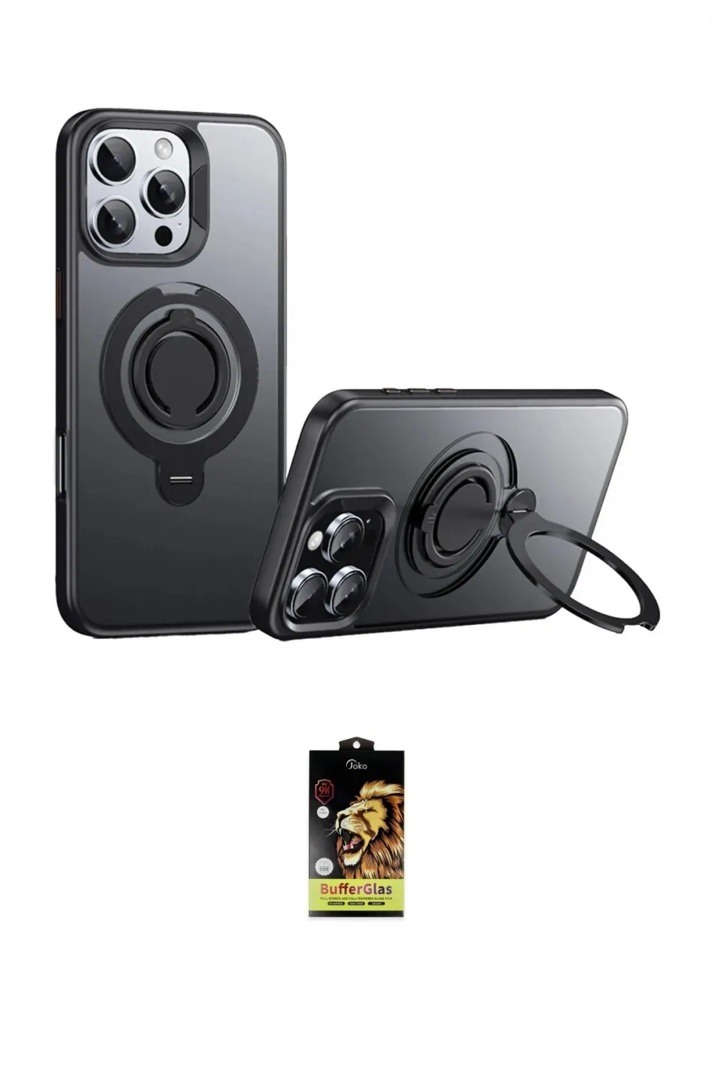 ieg™ iPhone 16 Pro Max Kılıf Zirve Çizgi Prime - Siyah Buffer Cam Ekran Koruyucu