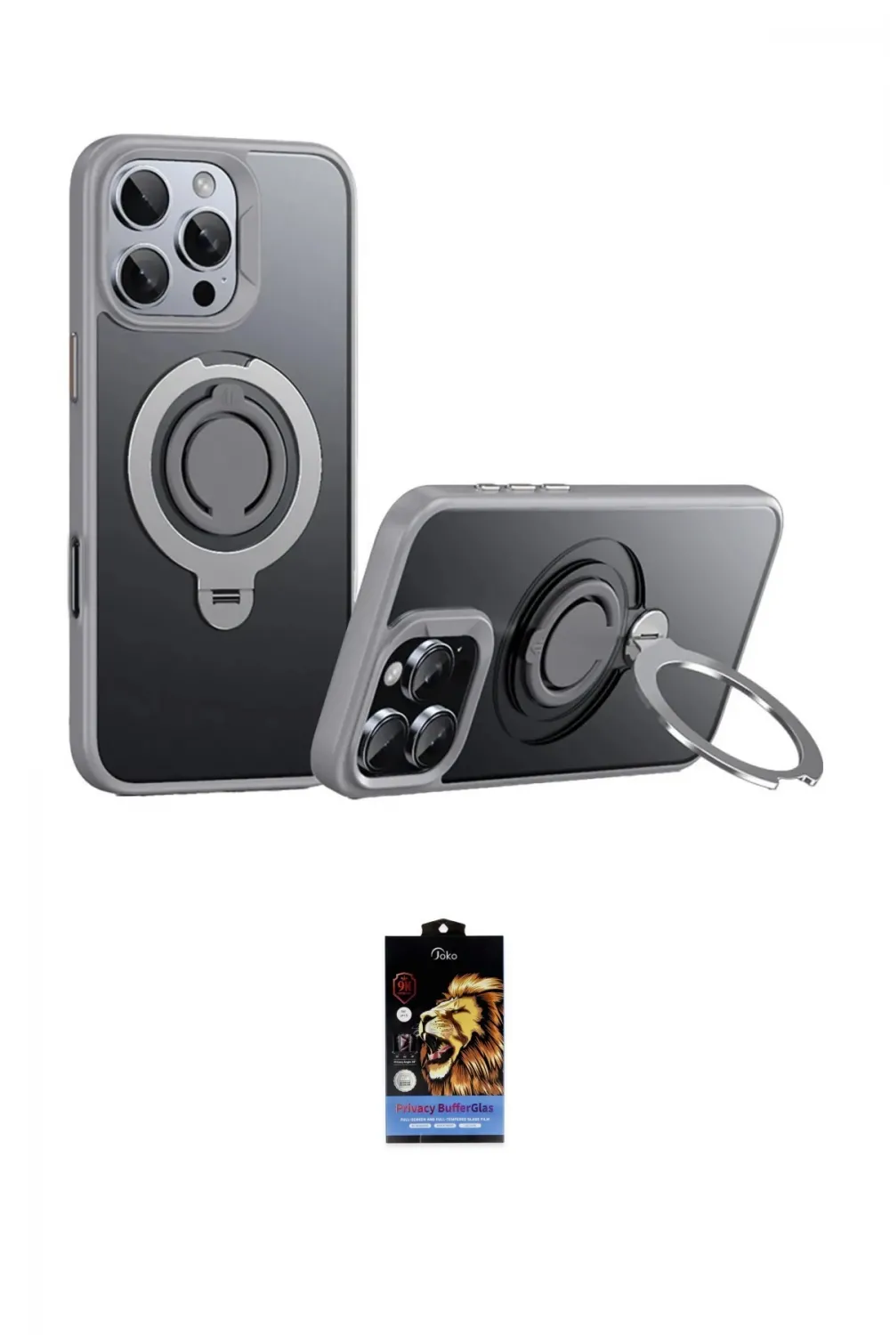 ieg™ iPhone 16 Pro Max Kılıf Zirve Çizgi Prime - Siyah Buffer Hayalet Cam Ekran Koruyucu
